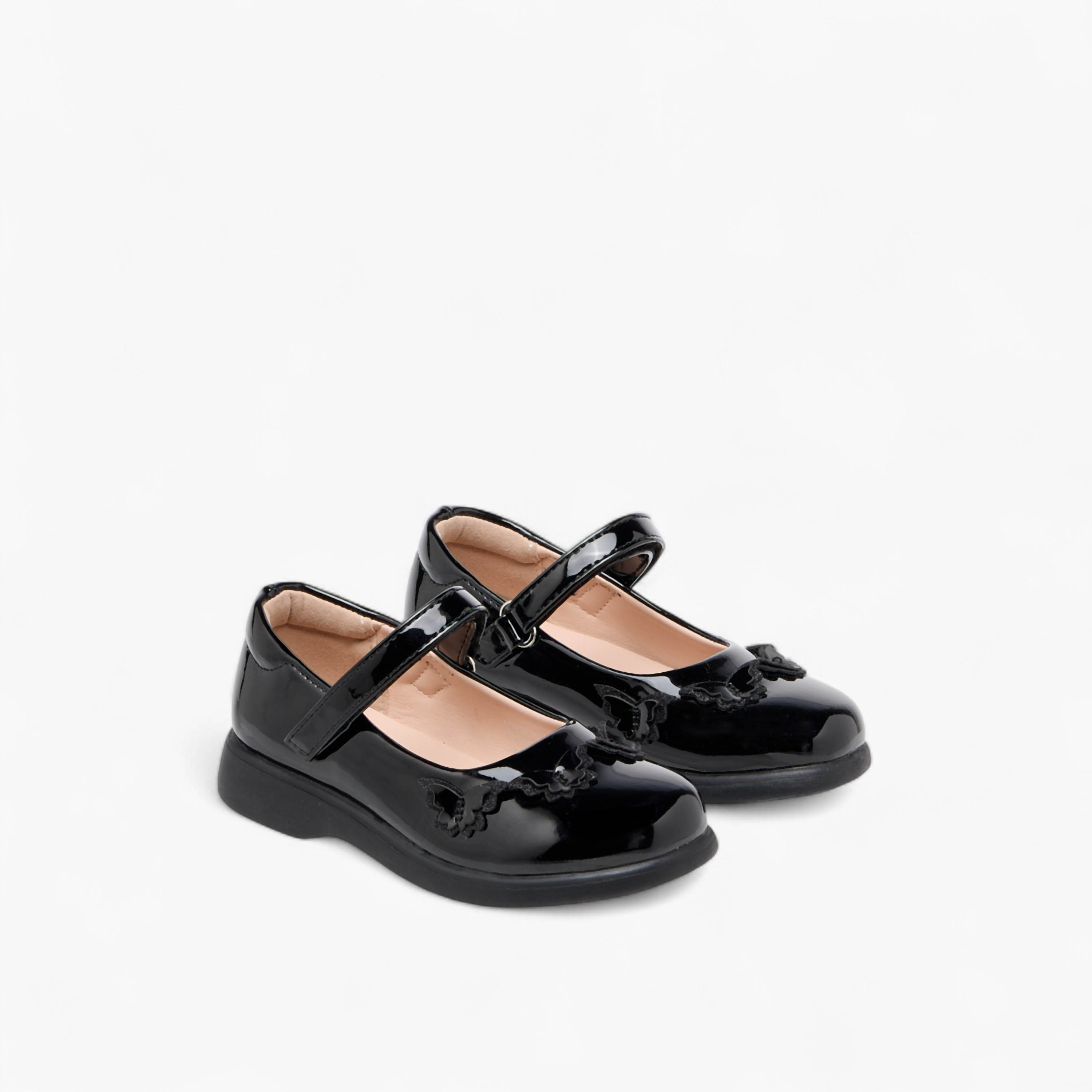 Flora Bella Butterfly Applique Mary Jane School Shoes with Hook and Loop Closure-girls-shoes-schoolshoes-image-1