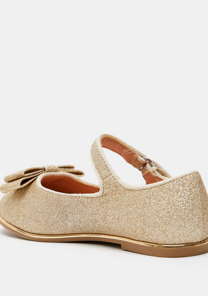 Juniors Glitter Mary Jane Shoes with Hook and Loop Closure and Bow Accent-Girl%27s Casual Shoes-image-2
