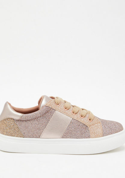 Little Missy Glitter Textured Lace-Up Sneakers
