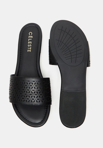 Celeste Women's Laser Cut Slip-On Slide Sandals-Women%27s Flat Sandals-image-4