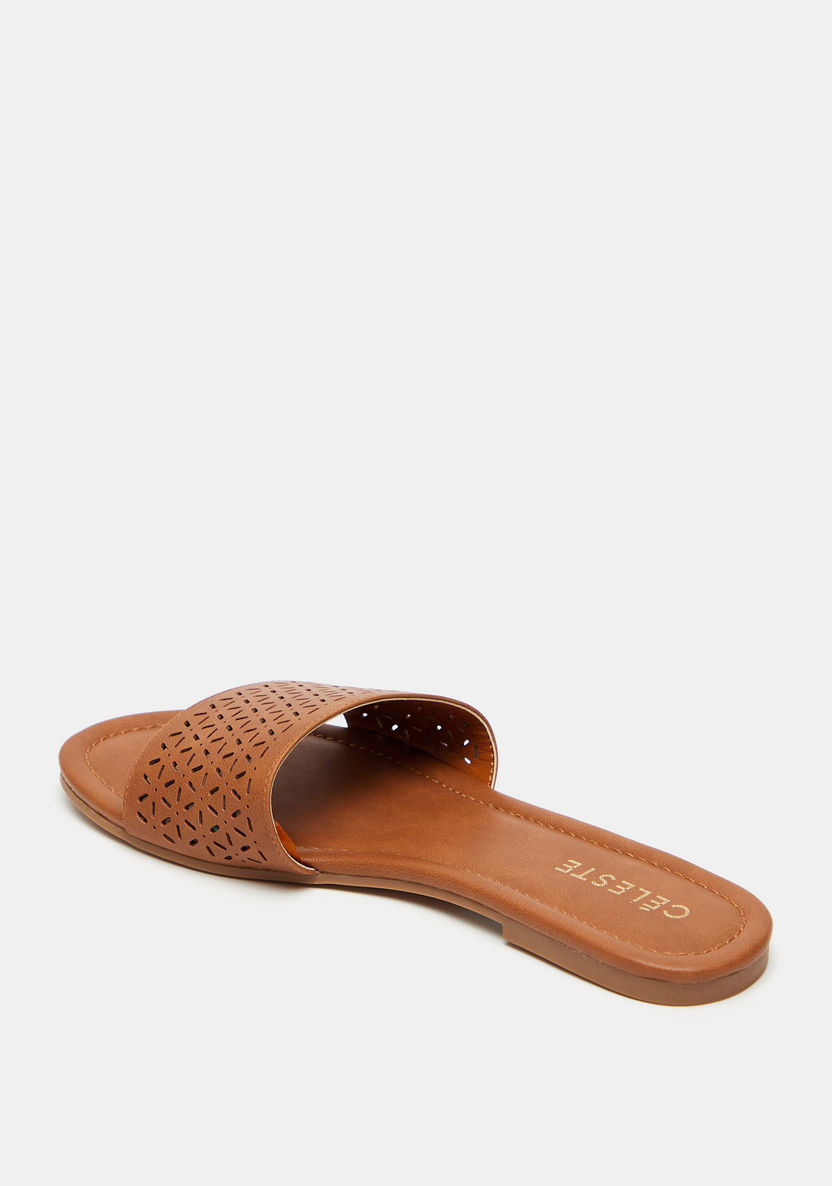 Celeste Women's Laser Cut Slip-On Slide Sandals-Women%27s Flat Sandals-image-2