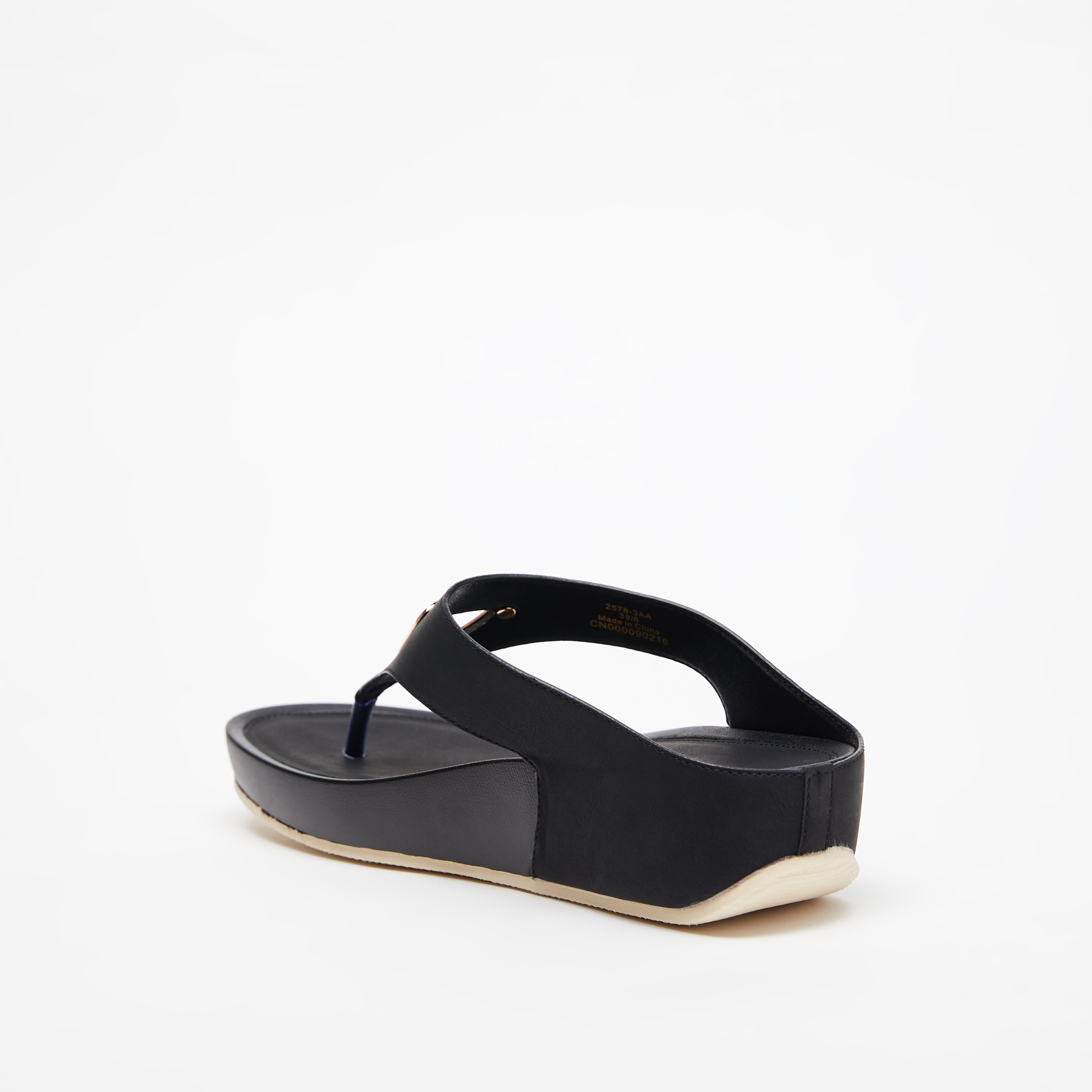 Metal Accented Slip-On Sandals with Flatform Heels-women-shoes-flats-sandals-image-2
