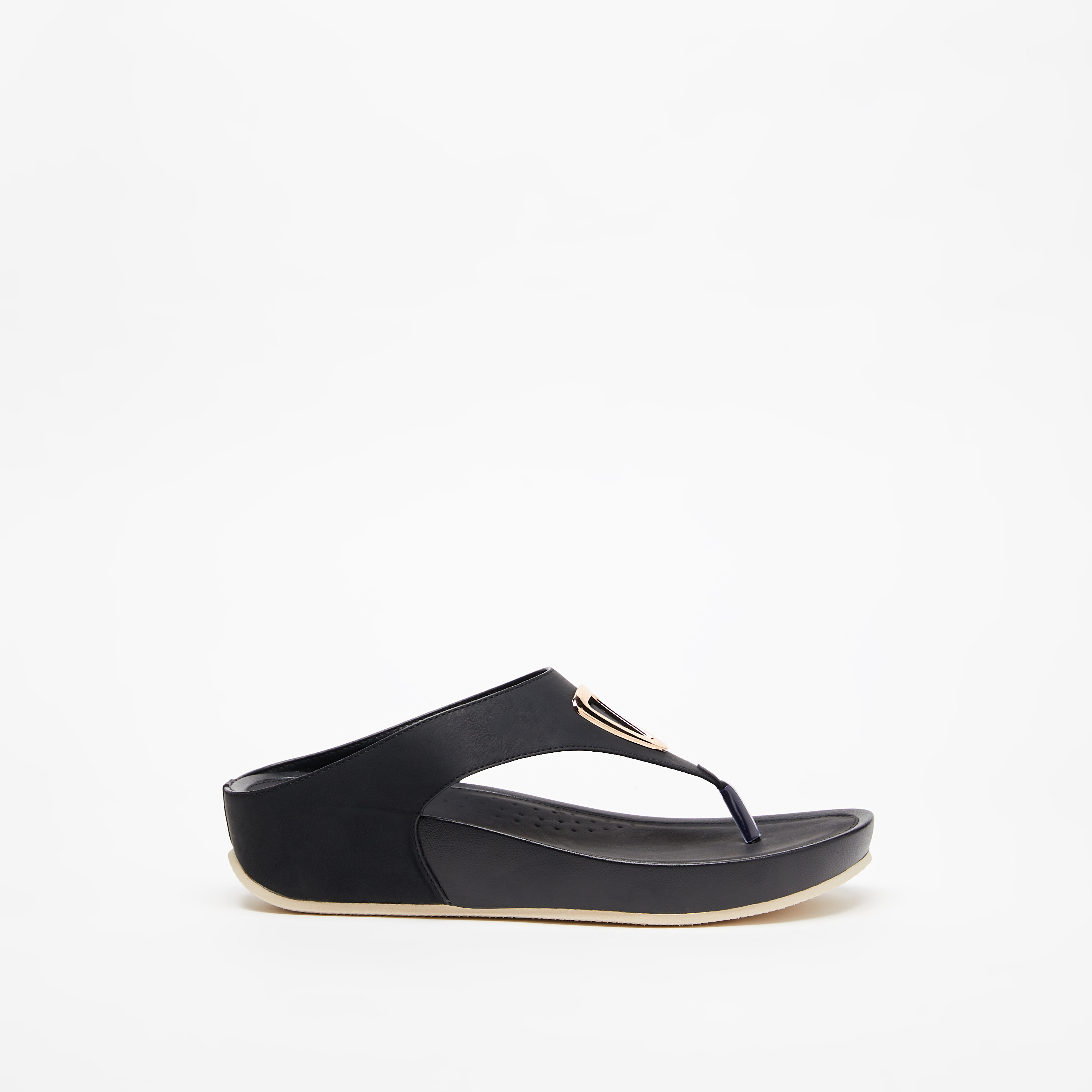 Metal Accented Slip-On Sandals with Flatform Heels-women-shoes-flats-sandals-image-3