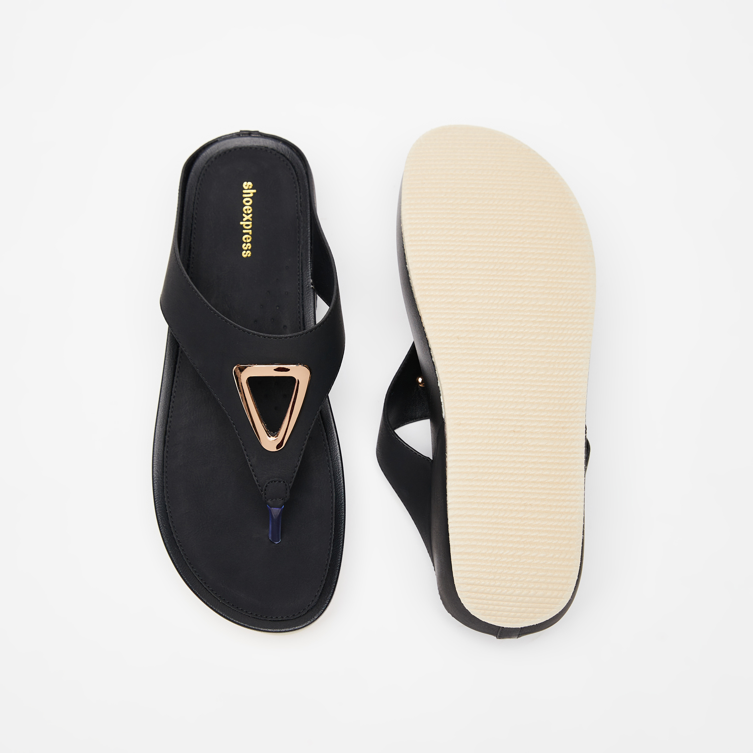 Metal Accented Slip-On Sandals with Flatform Heels-women-shoes-flats-sandals-image-4
