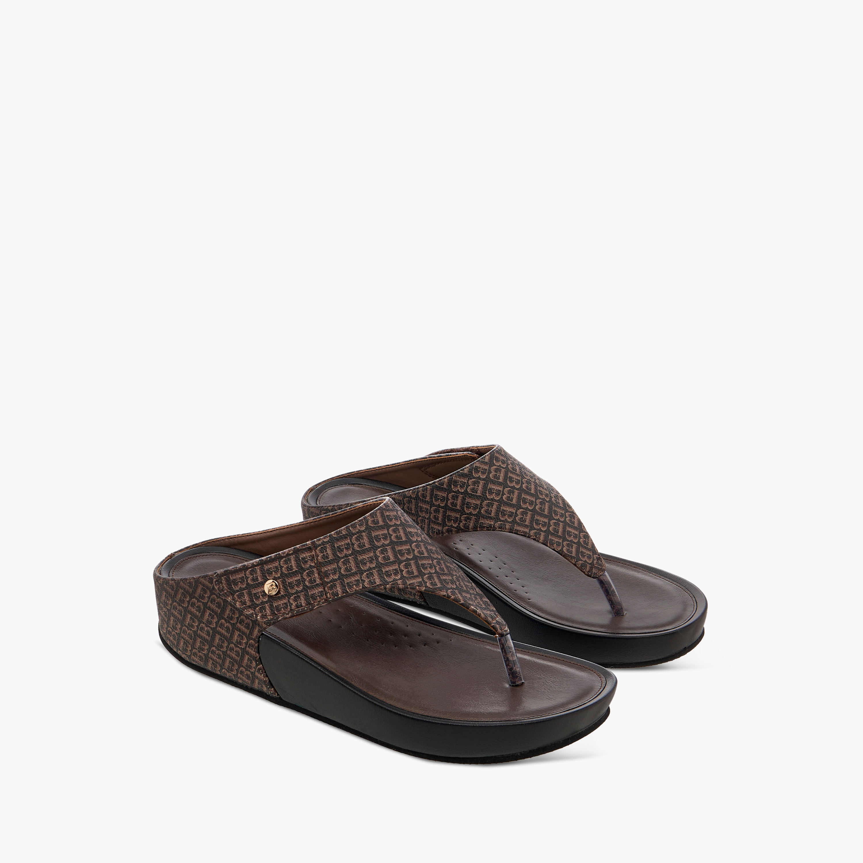 Flora Bella Monogram Print Slip-On Comfort Sandals with Wedge Heels-women-shoes-sandals-heeled-image-1
