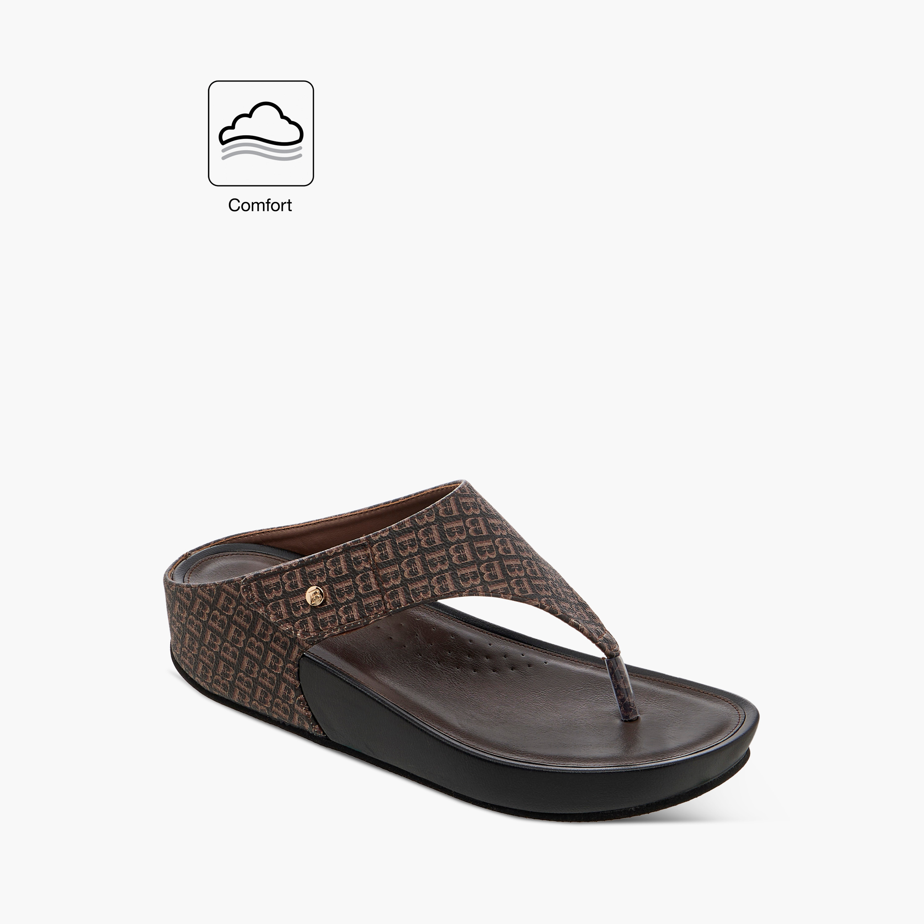 Flora Bella Monogram Print Slip-On Comfort Sandals with Wedge Heels-women-shoes-sandals-heeled-image-2