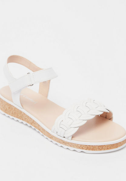 Le Confort Strap Sandals with Cork Detail and Hook and Loop Closure-Women%27s Flat Sandals-image-1