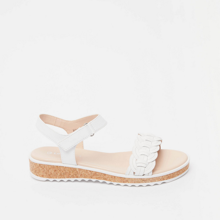 Le Confort Strap Sandals with Cork Detail and Hook and Loop Closure