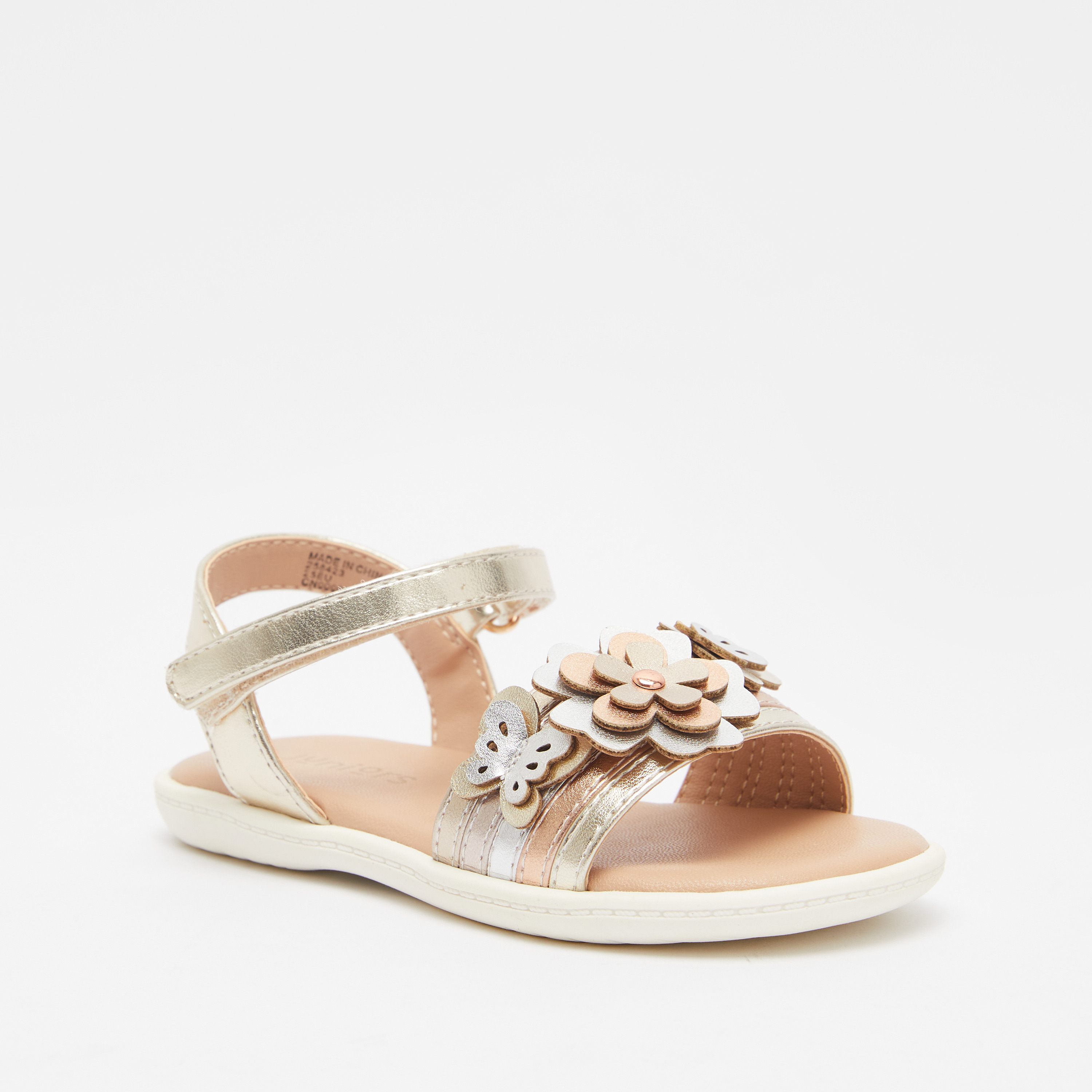 Juniors Flat Sandals with Hook and Loop Closure-baby-girls-shoes-sandals-image-2