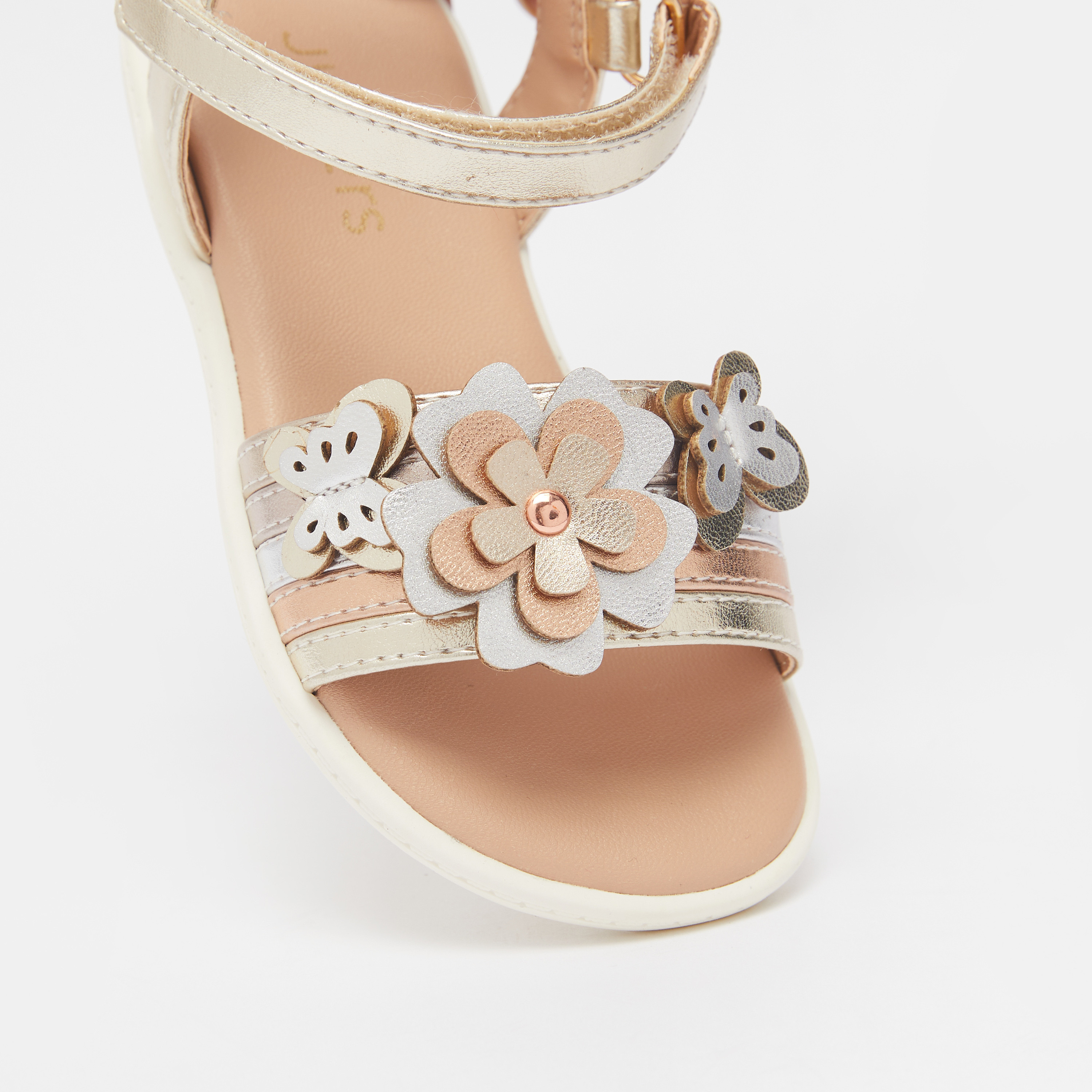 Juniors Flat Sandals with Hook and Loop Closure-baby-girls-shoes-sandals-image-4