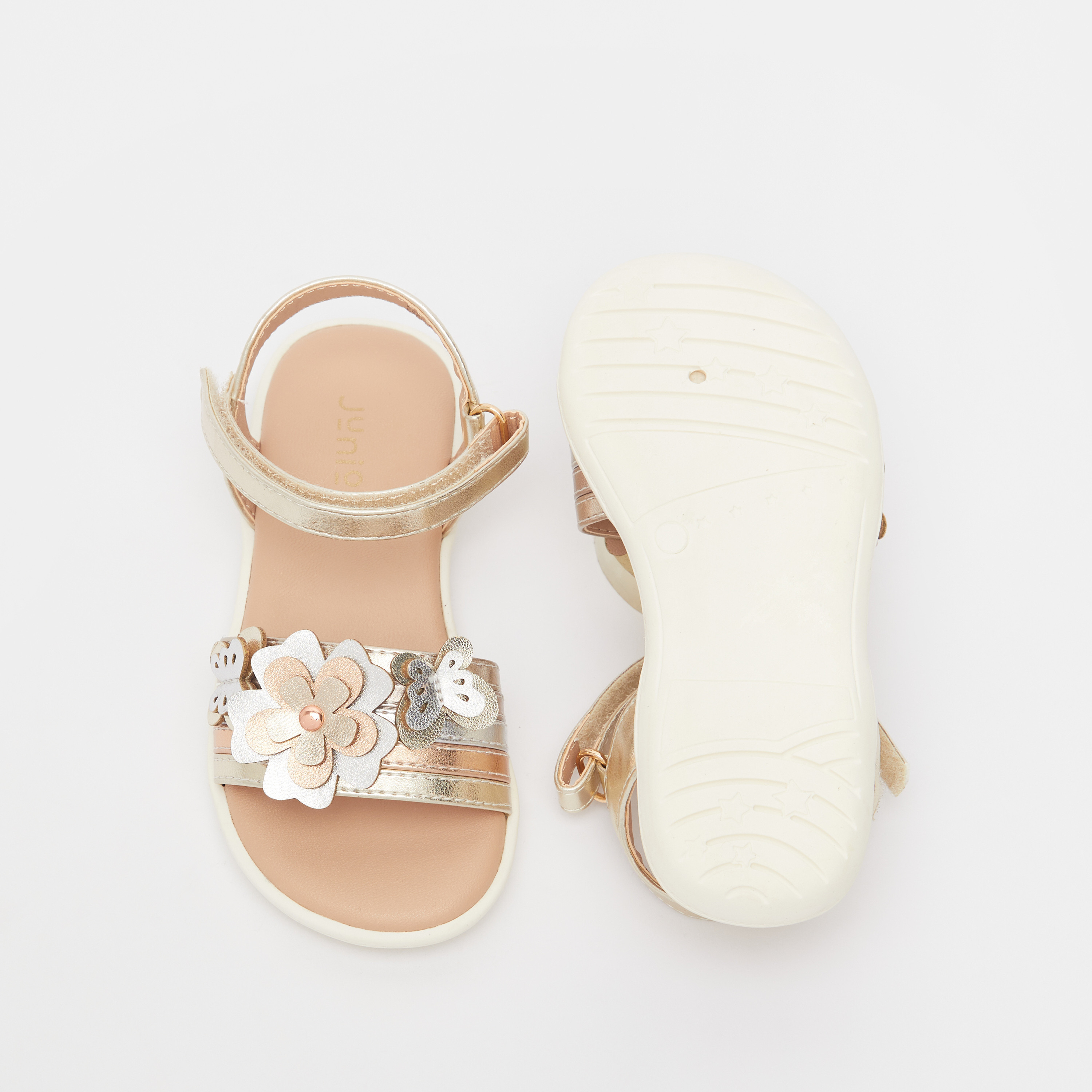 Juniors Flat Sandals with Hook and Loop Closure-baby-girls-shoes-sandals-image-5