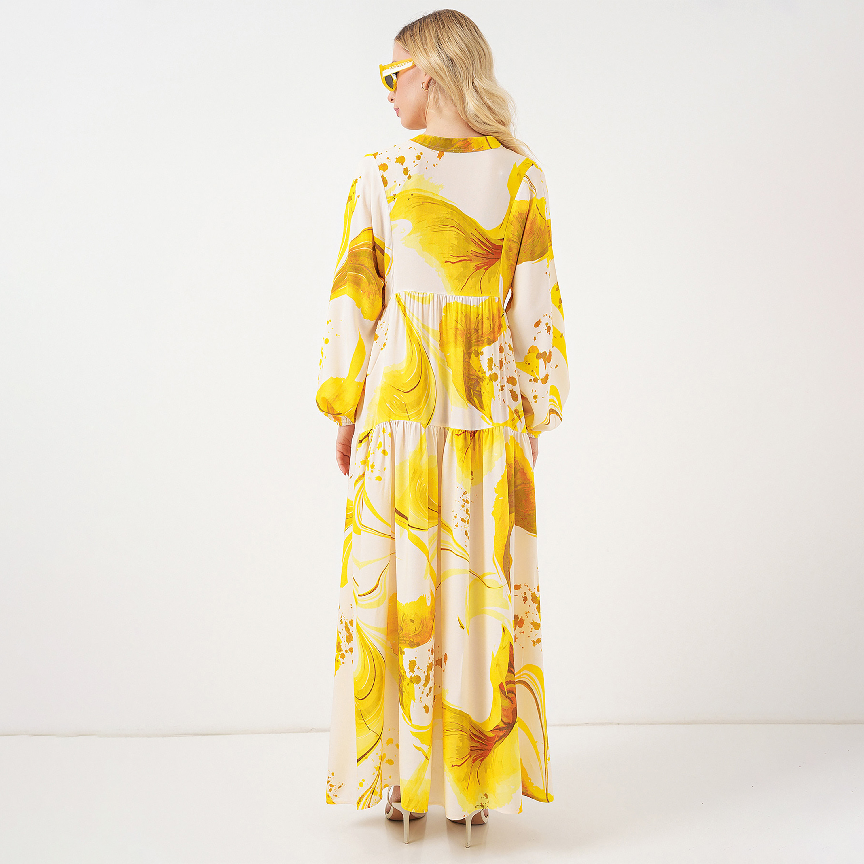 فستان ماكسي نسائي واسع بياقة ماندارين وطبعة تجريدية من بيجدارت-women-clothing-dresses-image-7