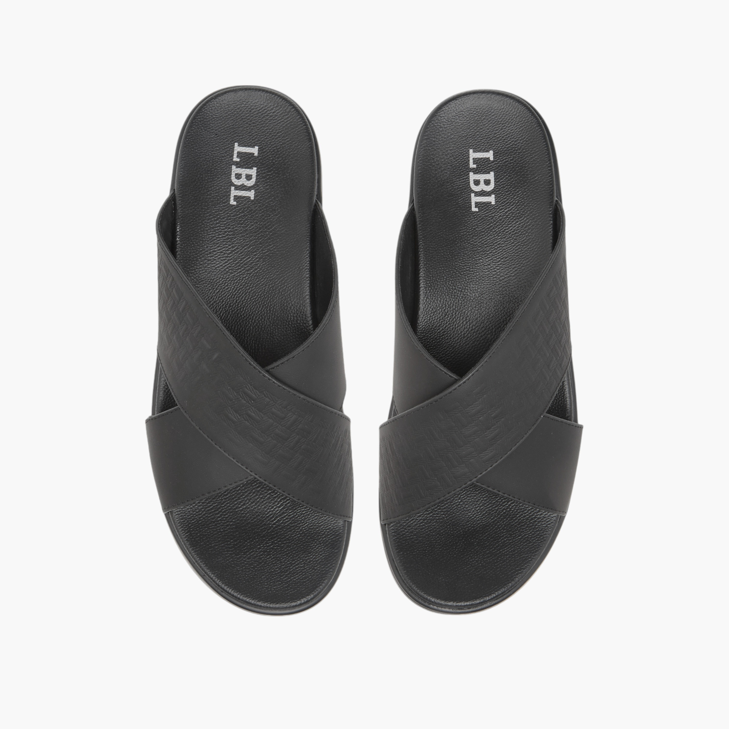 صندل مريح سهل الارتداء بارز الملمس بحزام متقاطع من إل بي إل من شو إكسبرس-men-shoes-sandals-image-1