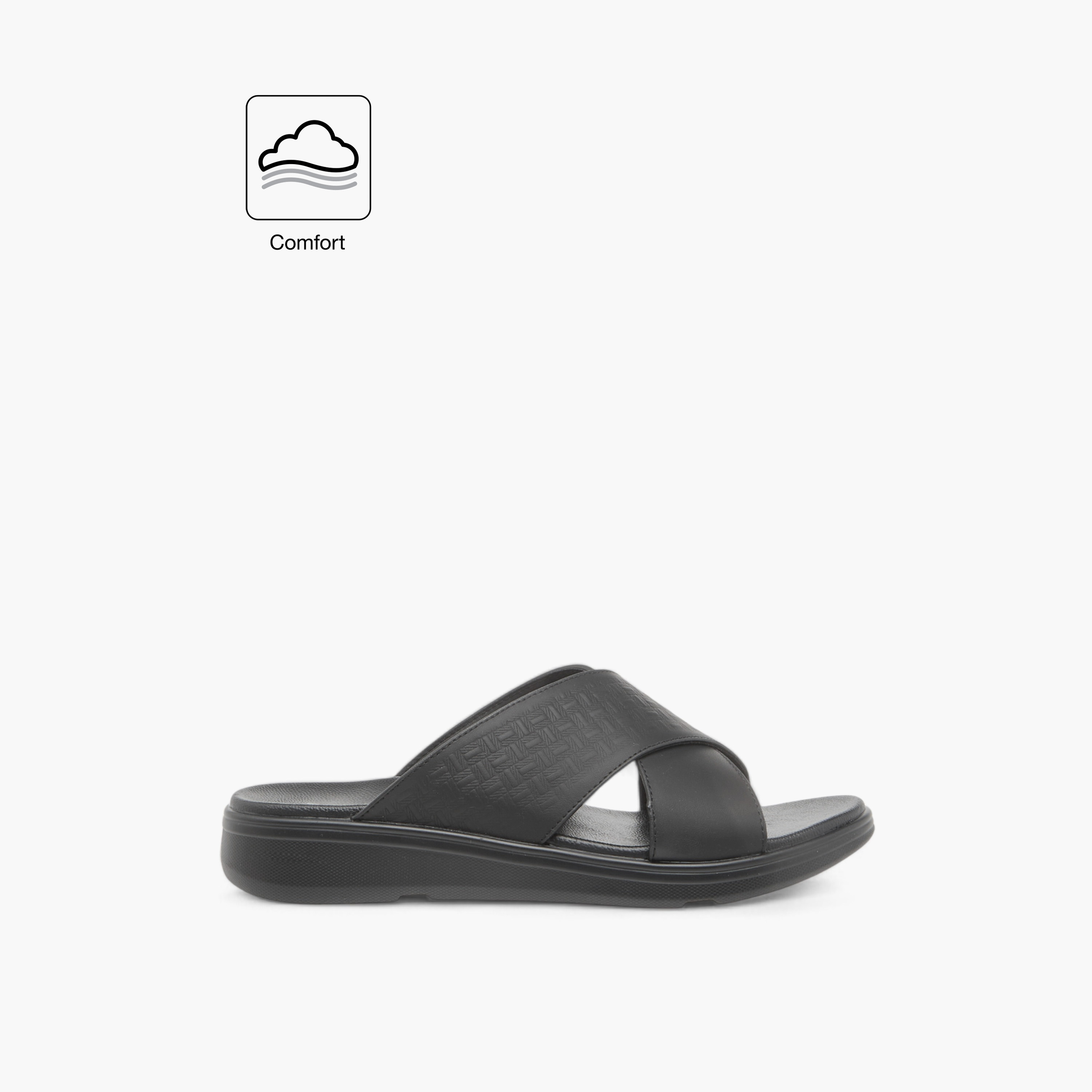 صندل مريح سهل الارتداء بارز الملمس بحزام متقاطع من إل بي إل من شو إكسبرس-men-shoes-sandals-image-2