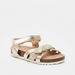 Juniors Metallic Sandals with Hook and Loop Closure and Glitter Detail-Girl%27s Sandals-thumbnail-1