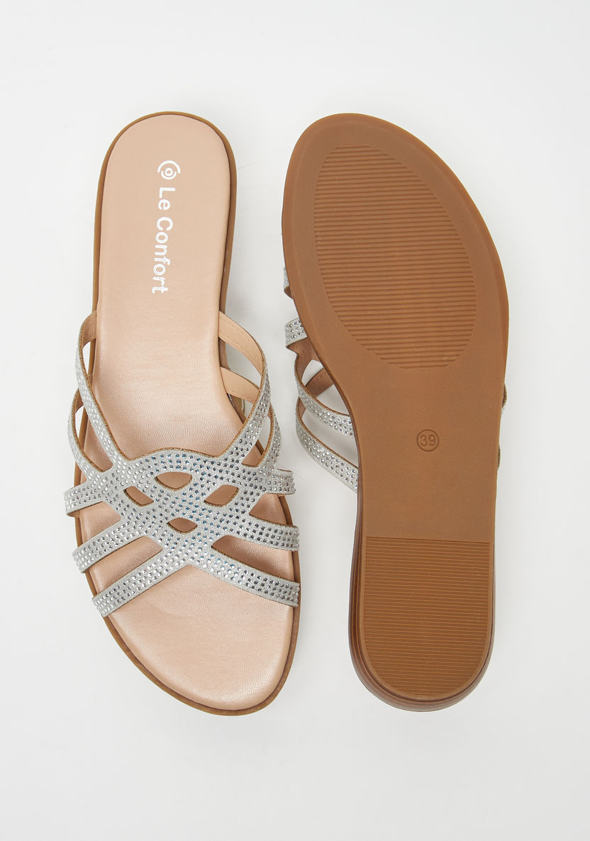 Le Confort Embellished Slip-On Sandals-Women%27s Flat Sandals-image-4