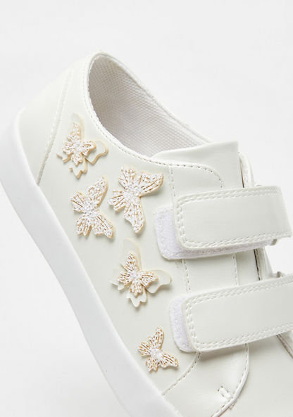Little Missy Butterfly Applique Sneakers with Hook and Loop Closure