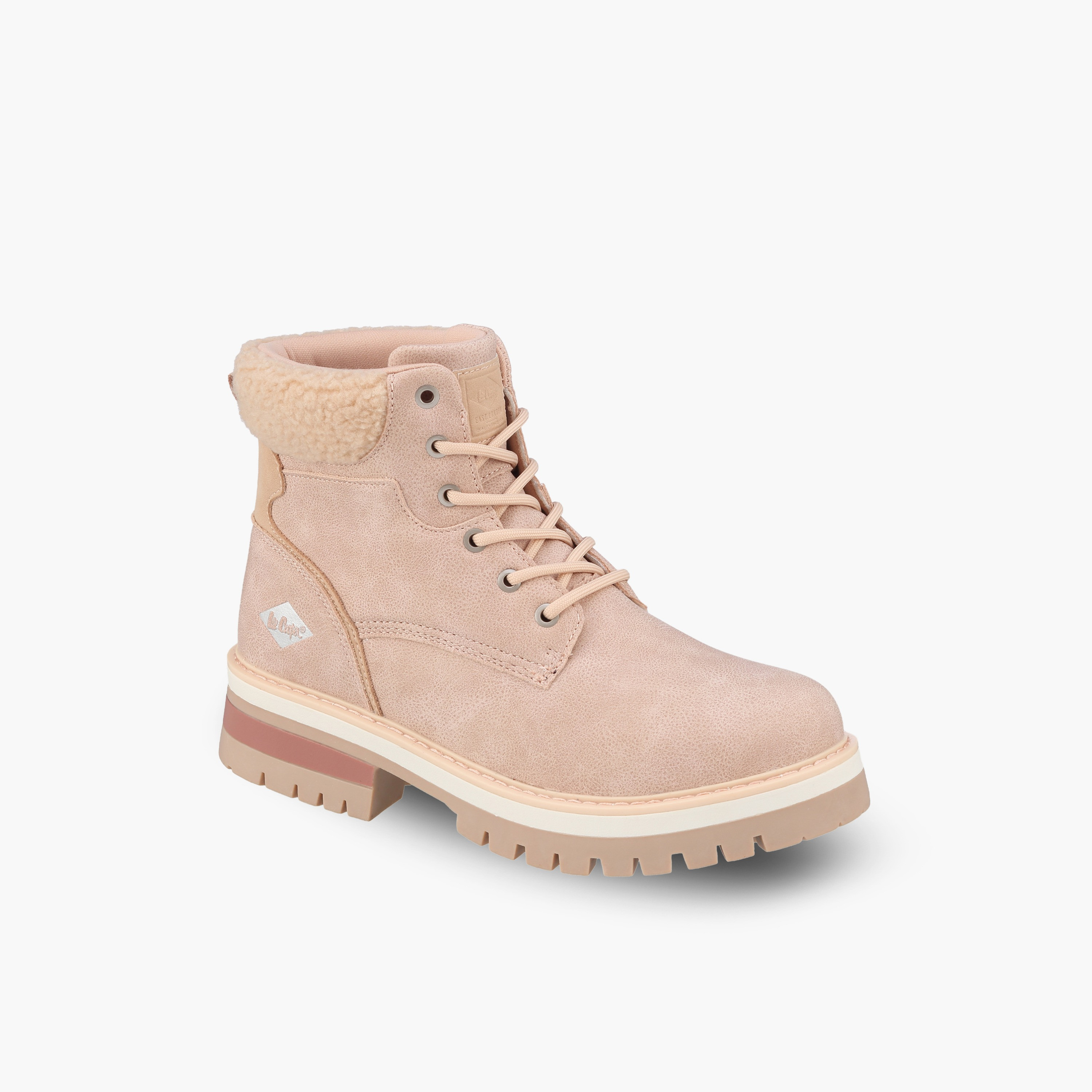 بوت بكاحل للنساء من الجلد الصناعي مع فرو صناعي ورباط إغلاق من لي كوبر-women-shoes-boots-image-2