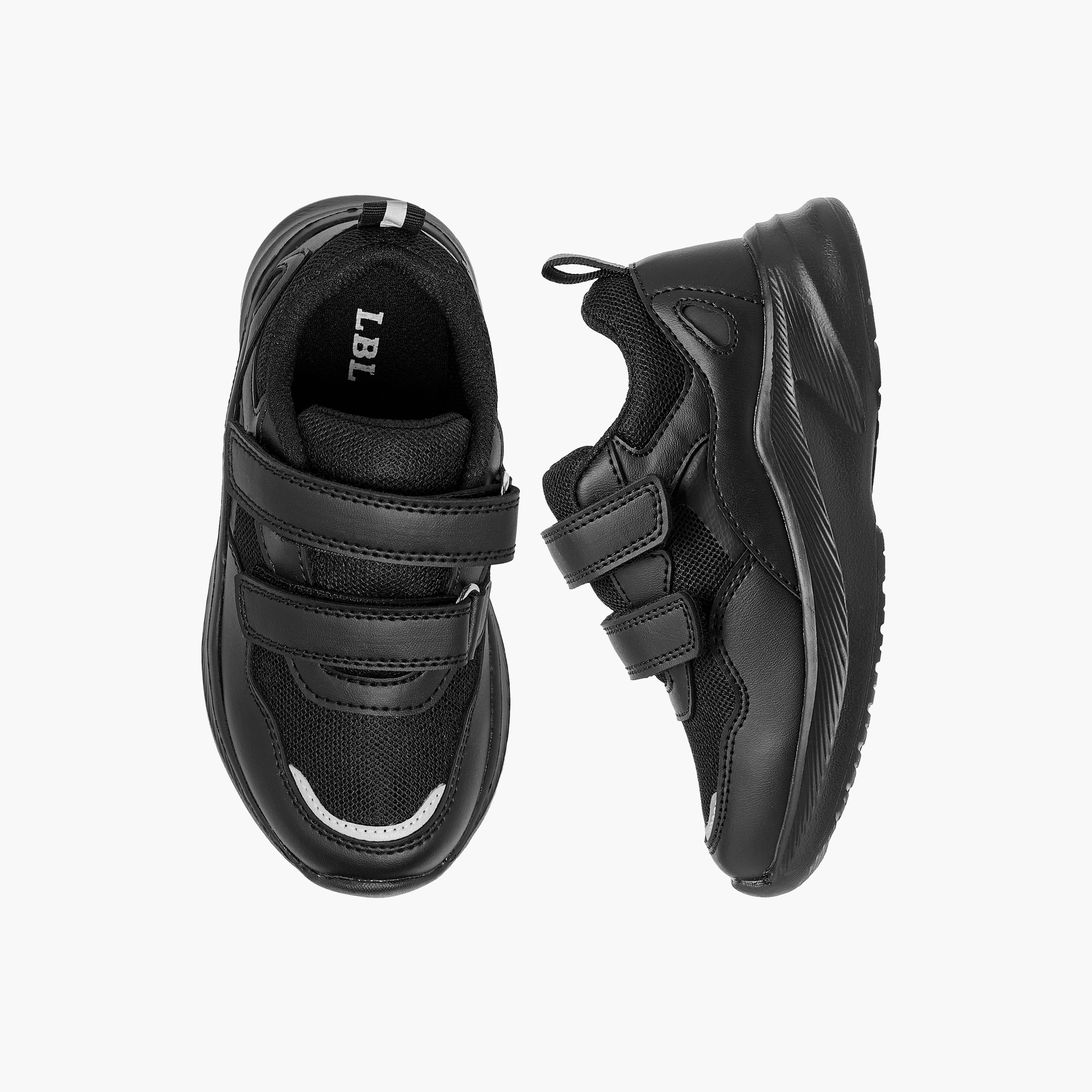 LBL by Shoexpress Panelled School Shoes with Hook and Loop Closure-girls-shoes-schoolshoes-image-1