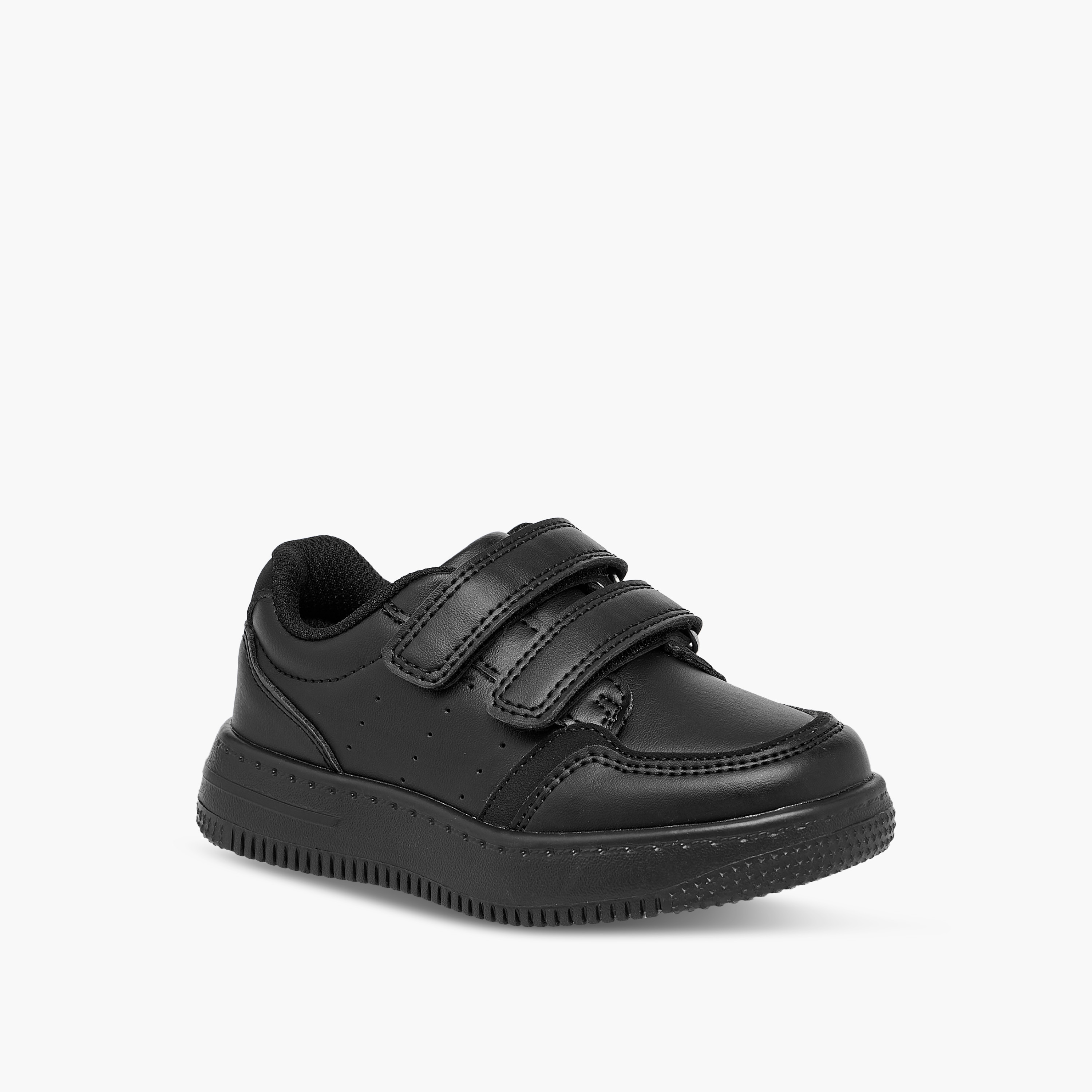 LBL by Shoexpress Perforated School Shoes with Hook and Loop Closure-girls-shoes-schoolshoes-image-2