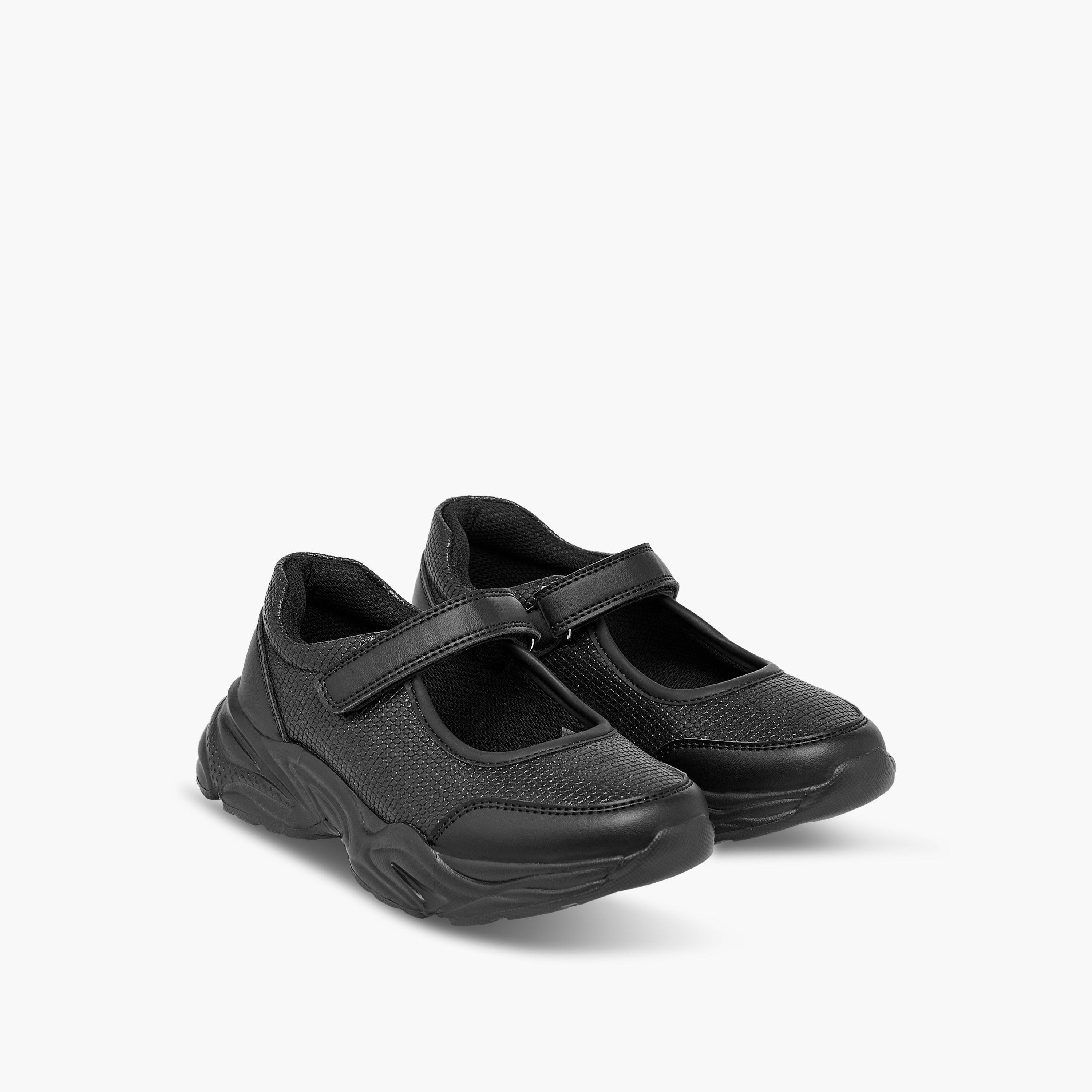 حذاء مدرسي ماري جين بارز الملمس بشريط إغلاق لاصق من فلورا بيلا-girls-shoes-schoolshoes-image-1