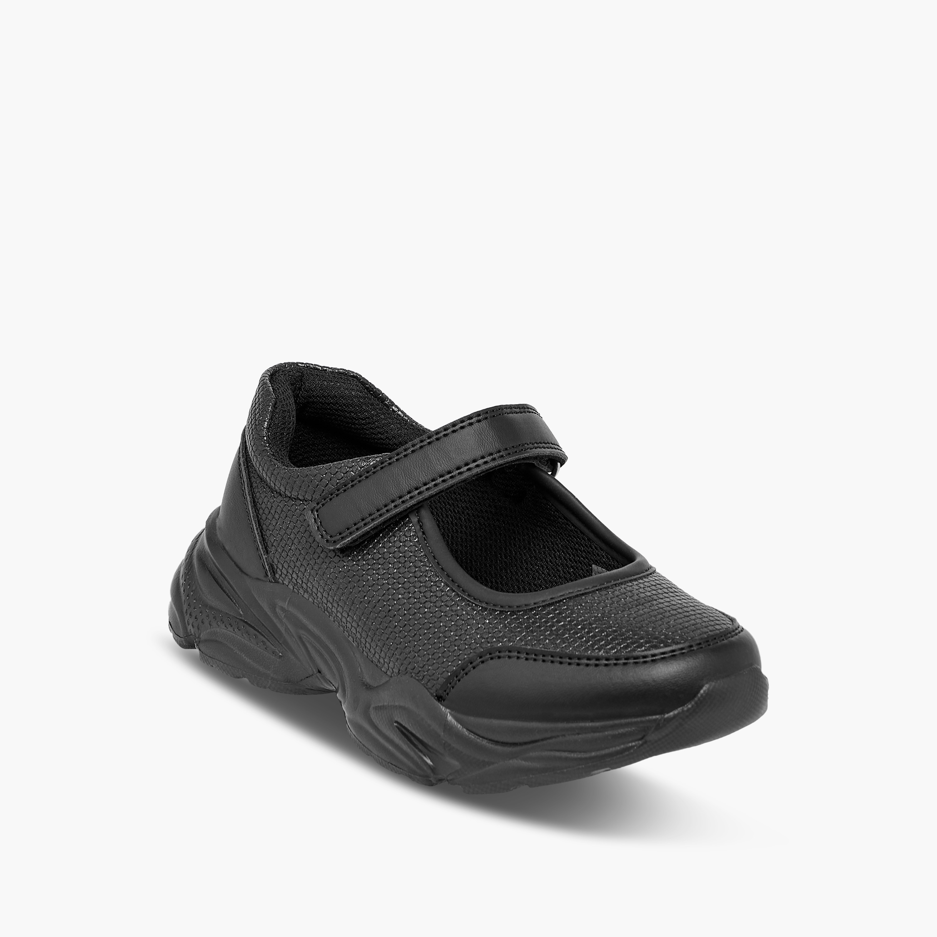 Flora Bella Textured Mary Jane School Shoes with Hook and Loop Closure-girls-shoes-maryjanes-image-2