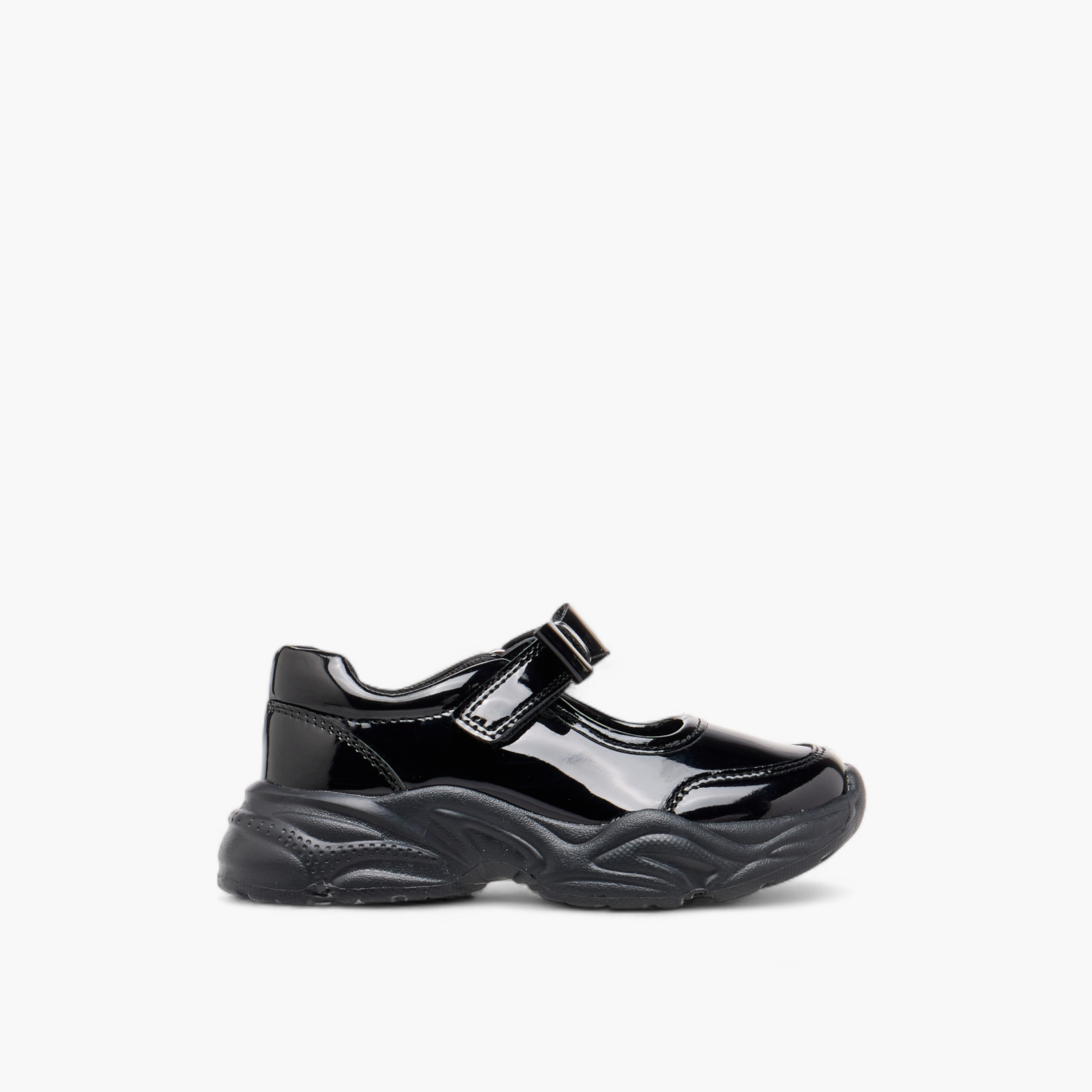Flora Bella Panelled Mary Jane School Shoes with Hook and Loop Closure-girls-shoes-schoolshoes-image-3