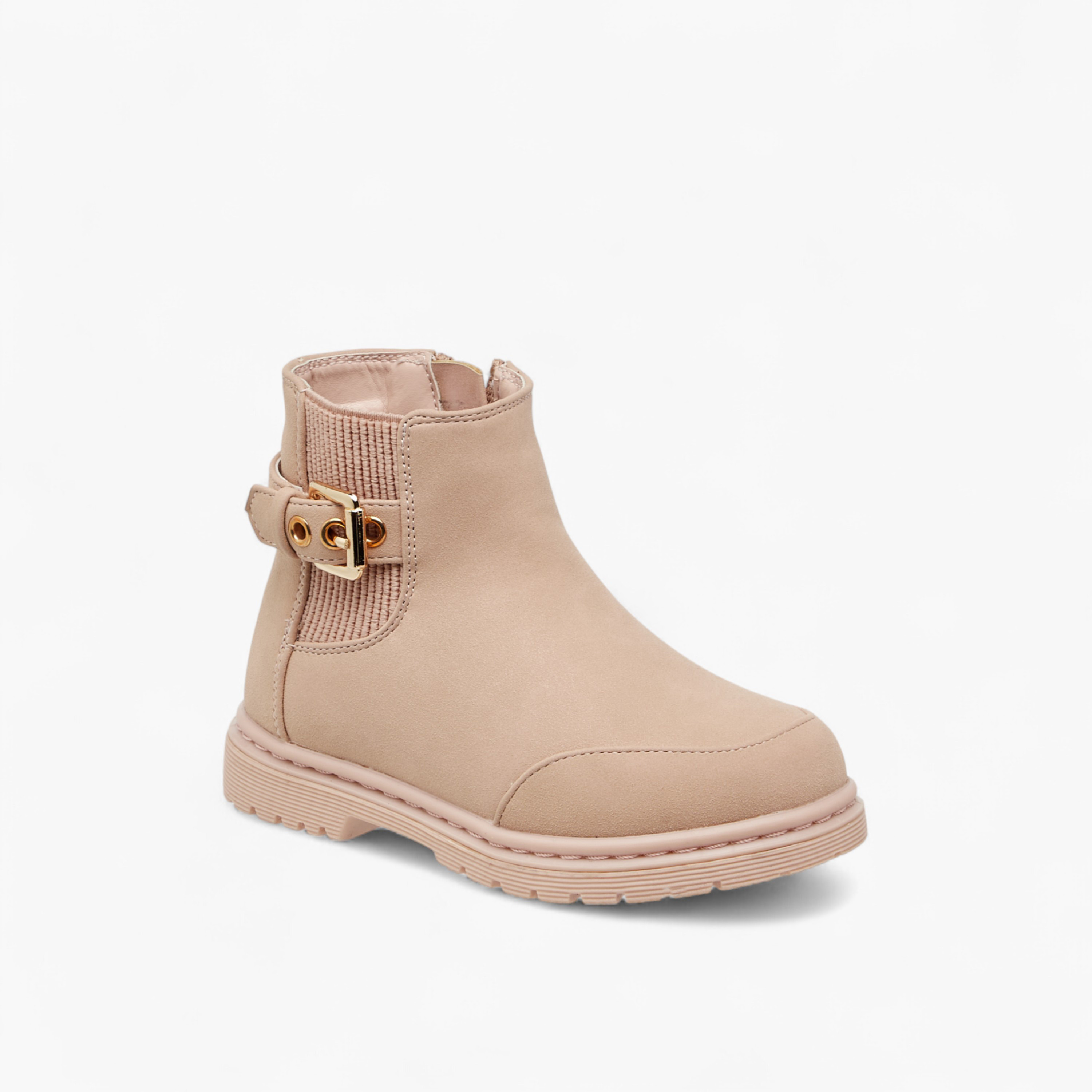 Flora Bella Solid Boots with Zip Closure and Buckle Detail-girls-shoes-boots-image-2