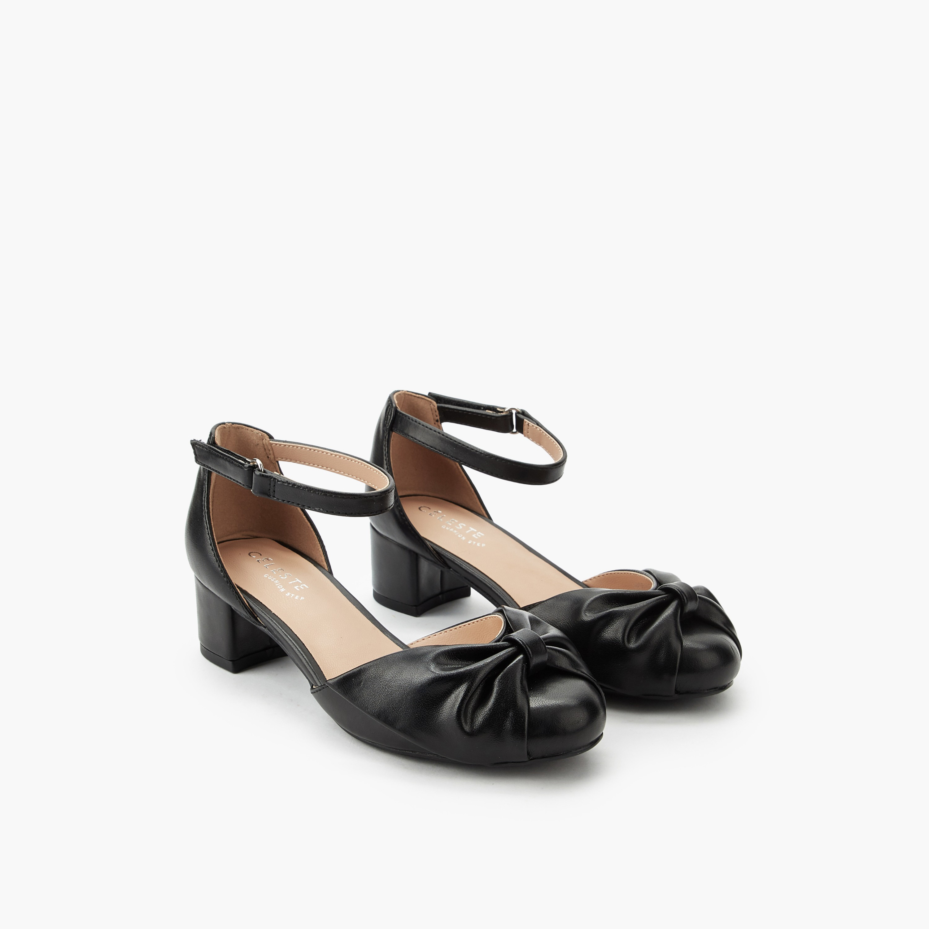حذاء بكعب عريض وتفاصيل فيونكة ملتوية للبنات من سيليست-girls-shoes-sandals-image-1