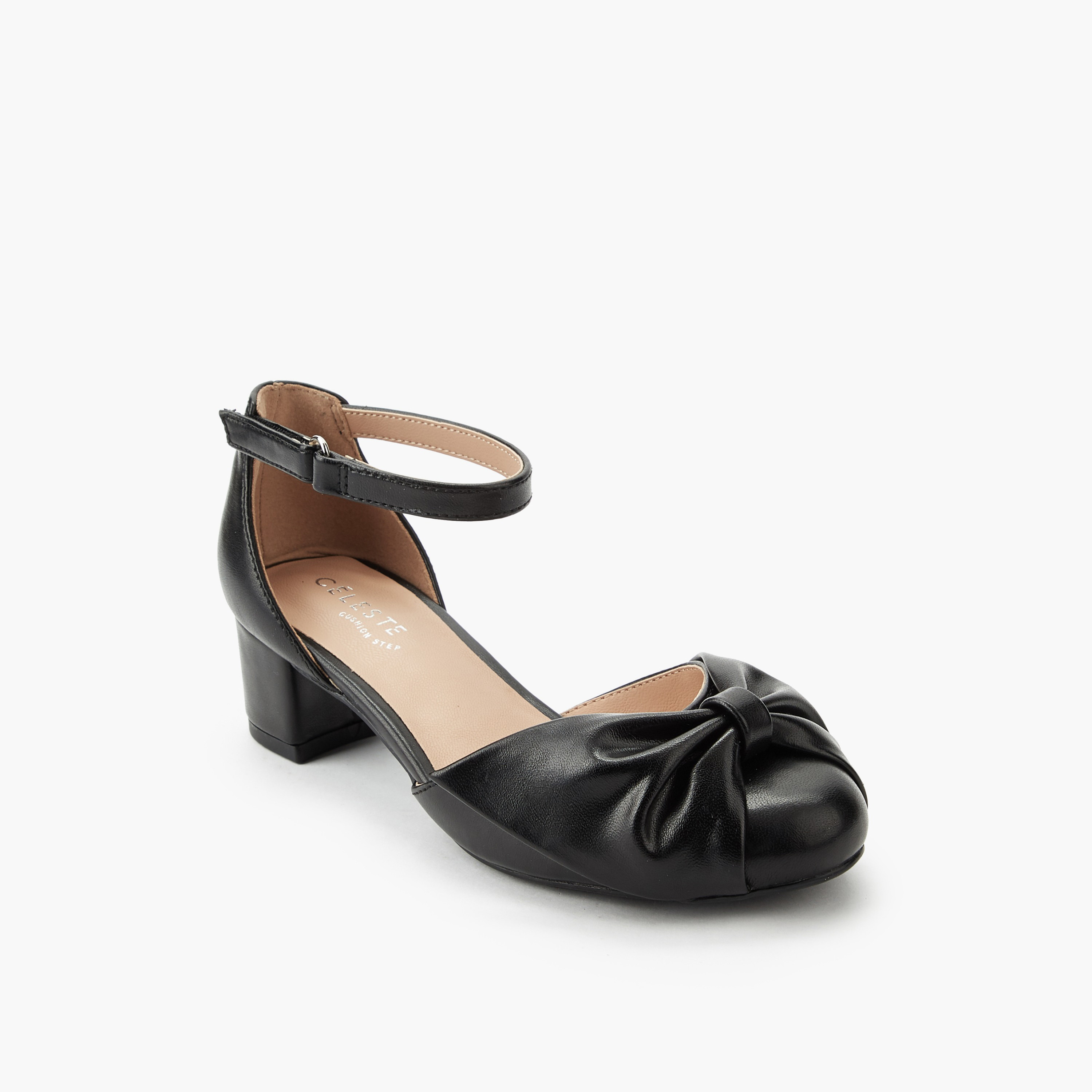 حذاء بكعب عريض وتفاصيل فيونكة ملتوية للبنات من سيليست-girls-shoes-sandals-image-2