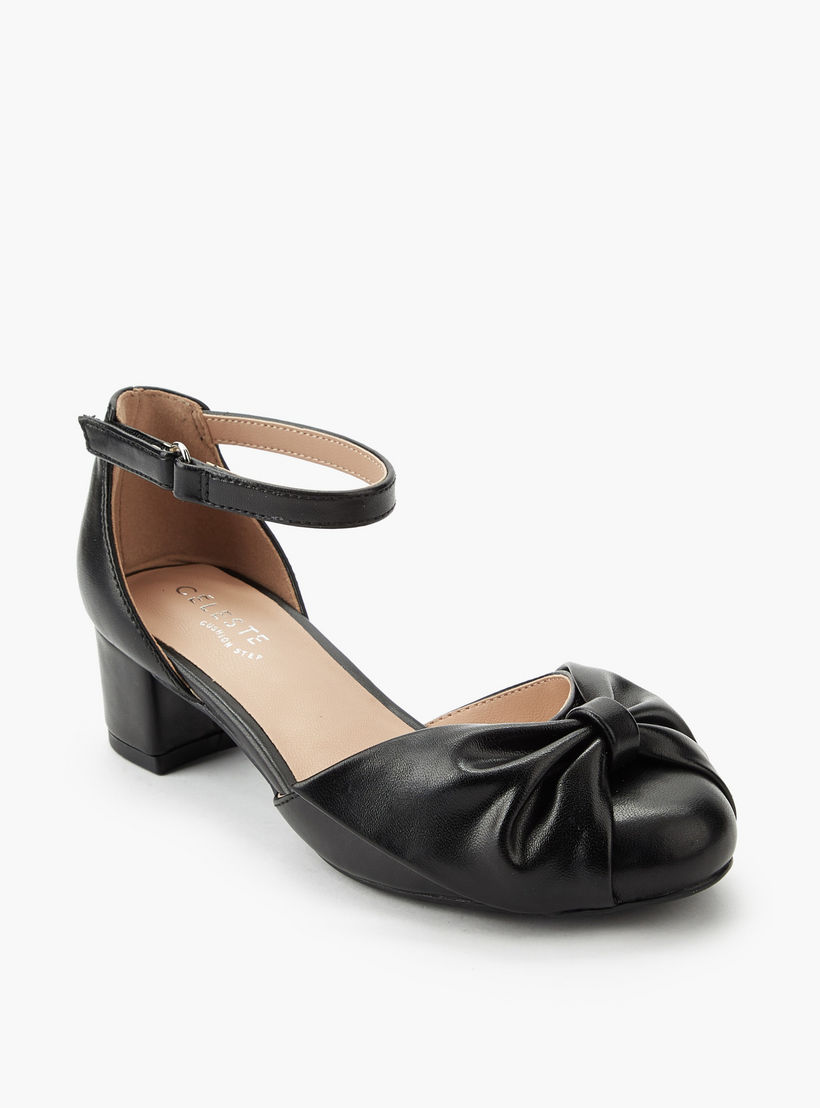 حذاء بكعب عريض وتفاصيل فيونكة ملتوية للبنات من سيليست-girls-shoes-sandals-image-2