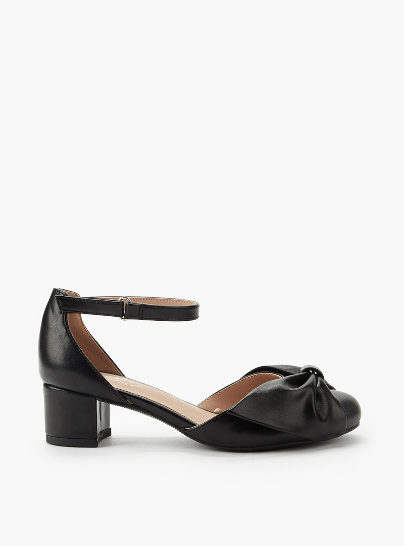 حذاء بكعب عريض وتفاصيل فيونكة ملتوية للبنات من سيليست-girls-shoes-sandals-image-3