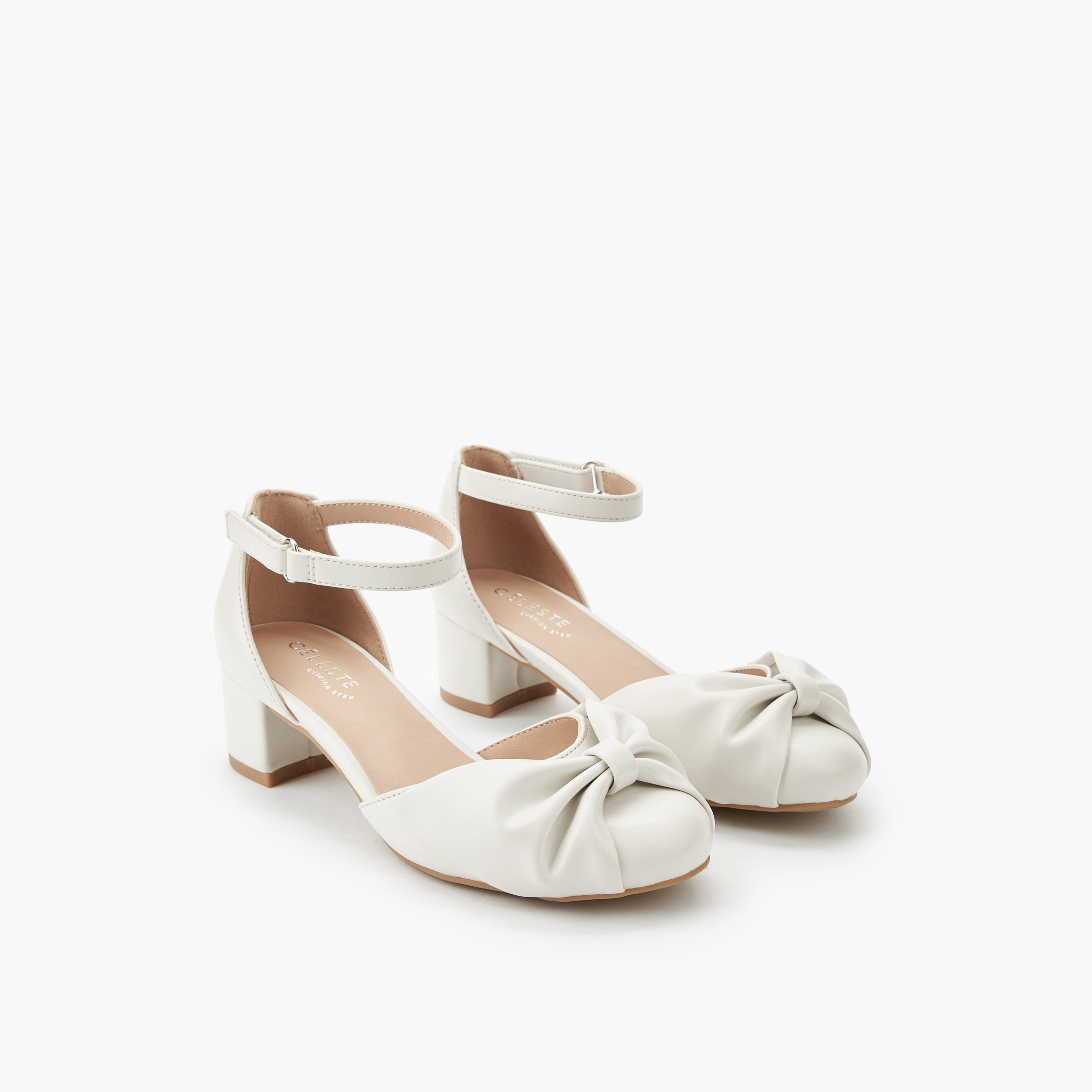 حذاء بكعب عريض وتفاصيل فيونكة ملتوية للبنات من سيليست-girls-shoes-sandals-image-1