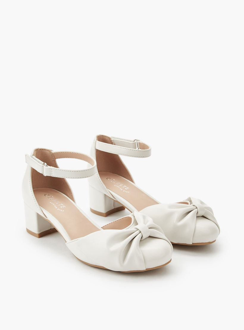 حذاء بكعب عريض وتفاصيل فيونكة ملتوية للبنات من سيليست-girls-shoes-sandals-image-1