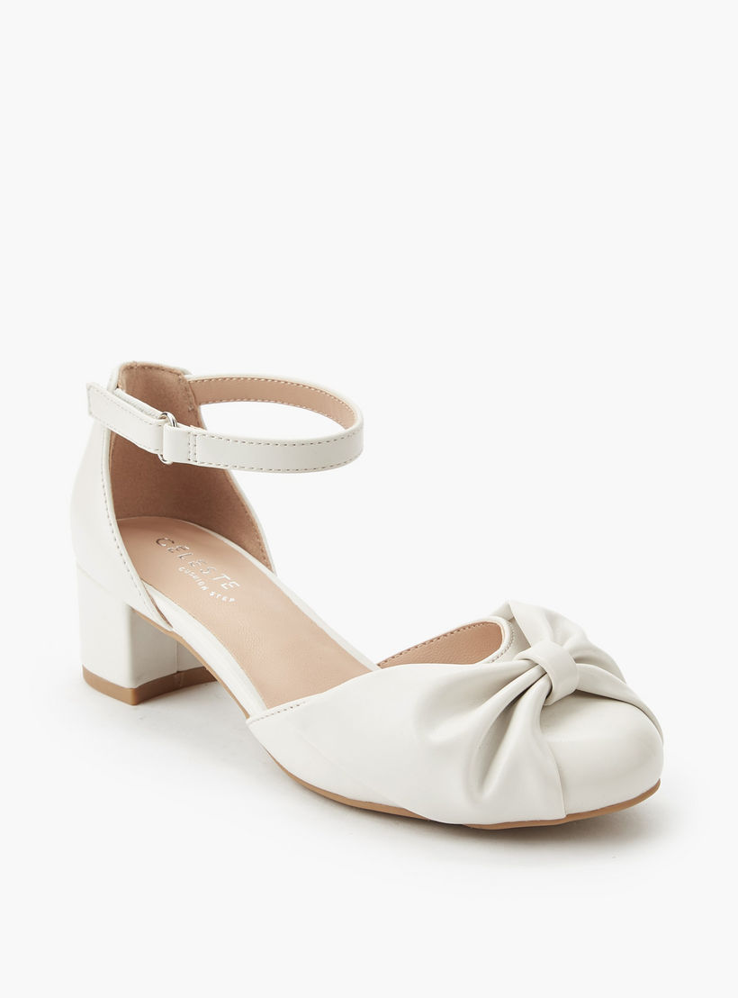 حذاء بكعب عريض وتفاصيل فيونكة ملتوية للبنات من سيليست-girls-shoes-sandals-image-2