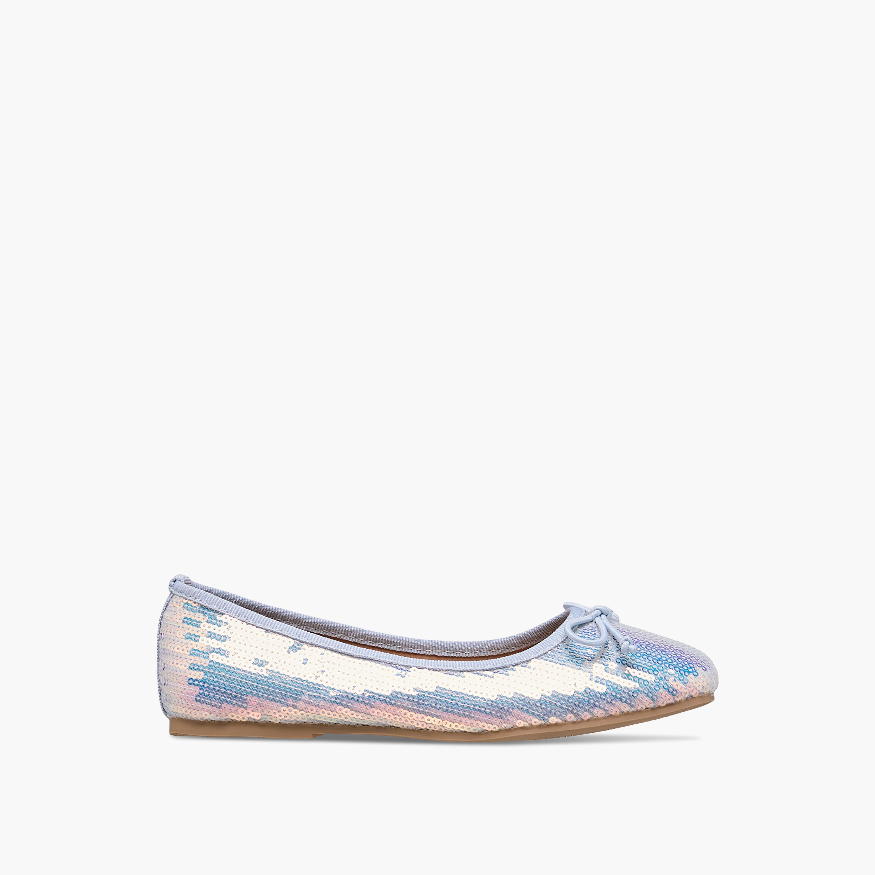 Little Missy Sequinned Slip-On Ballerina Shoes with Bow Detail-girls-shoes-ballerinas-image-3