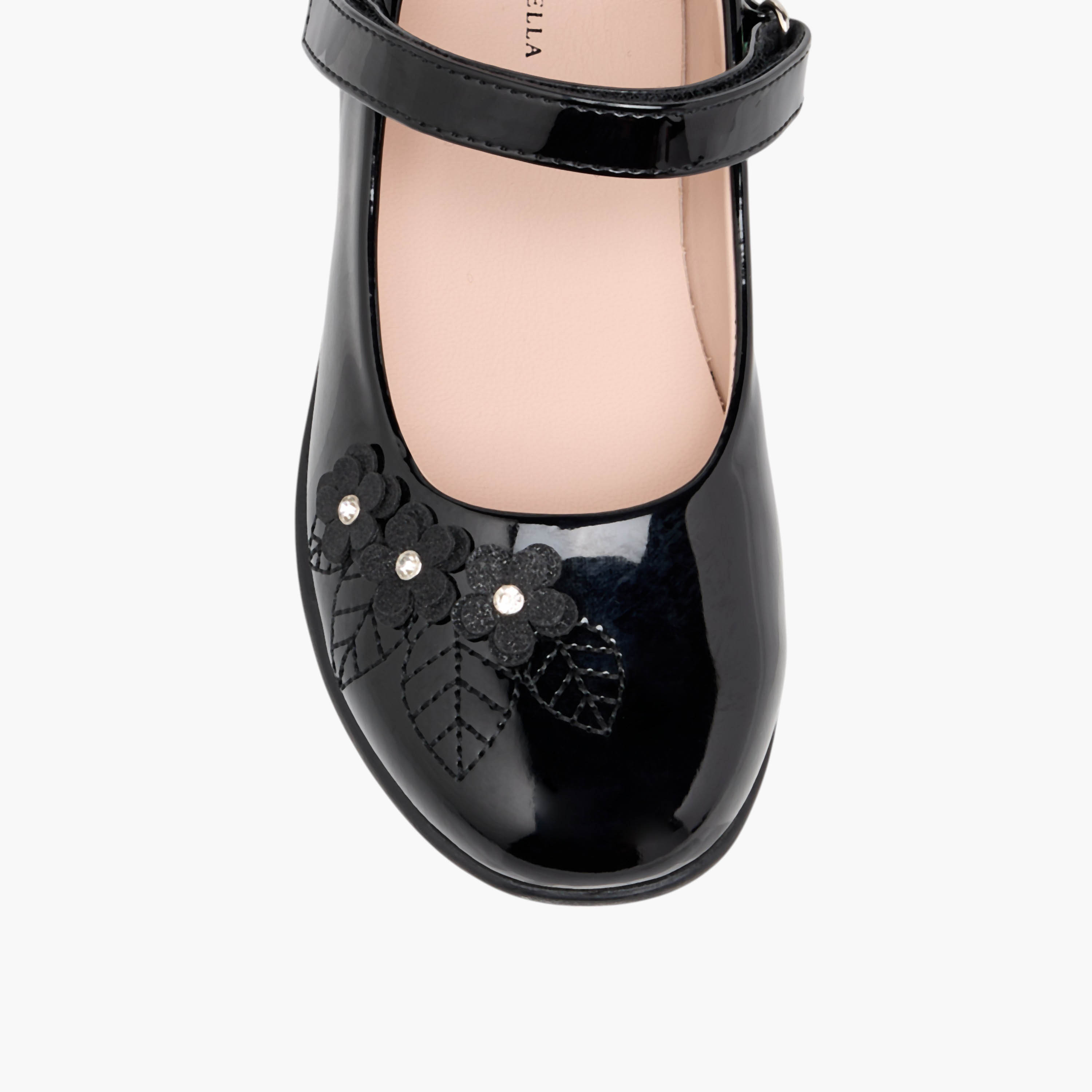 Flora Bella Floral Accent Mary Jane School Shoes with Hook and Loop Closure-girls-shoes-maryjanes-image-4