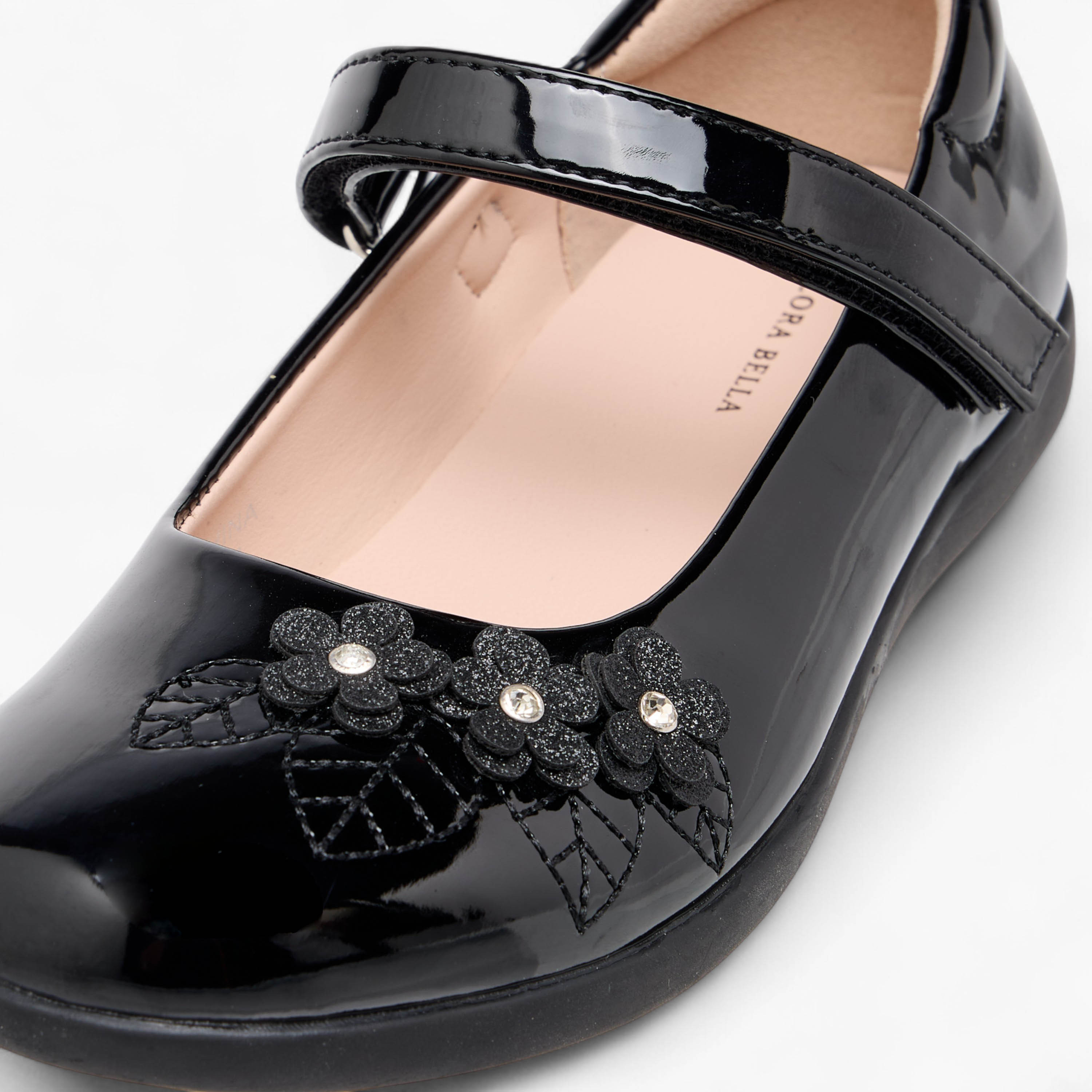 Flora Bella Floral Accent Mary Jane School Shoes with Hook and Loop Closure-girls-shoes-maryjanes-image-6