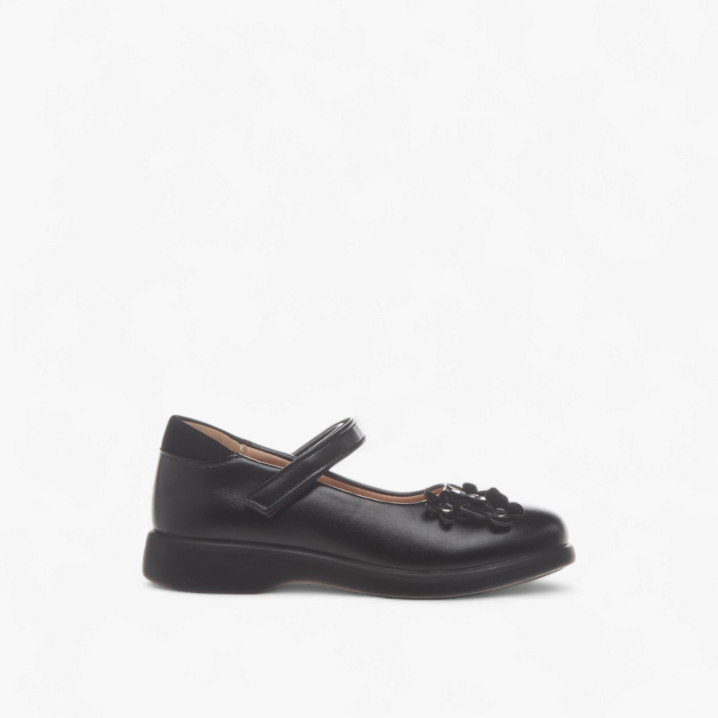 Flora Bella Applique Detail School Shoes with Hook and Loop Closure-girls-shoes-schoolshoes-image-3