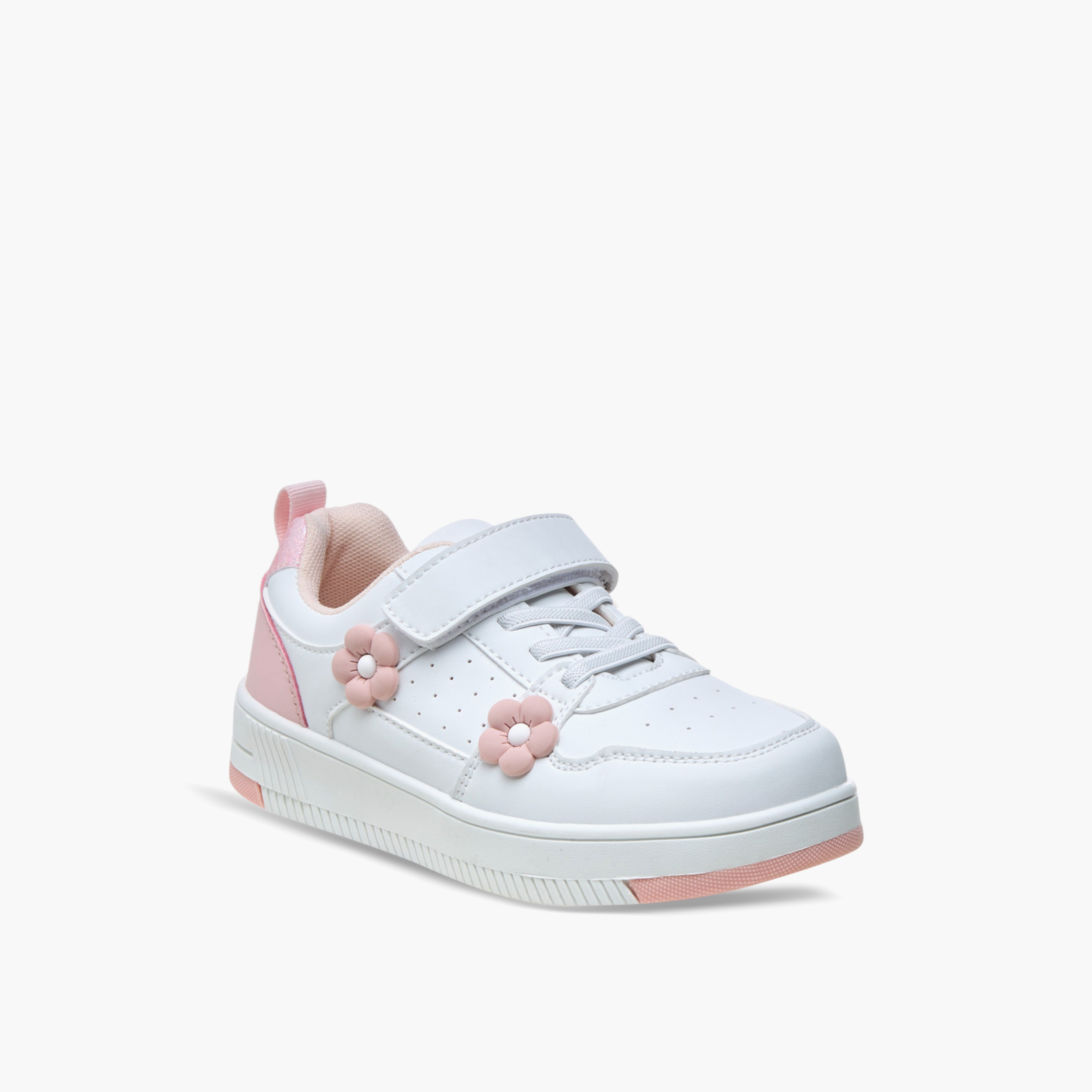 Flora Bella Floral Accent Sneakers with Hook and Loop Closure-girls-shoes-sneakers-image-2