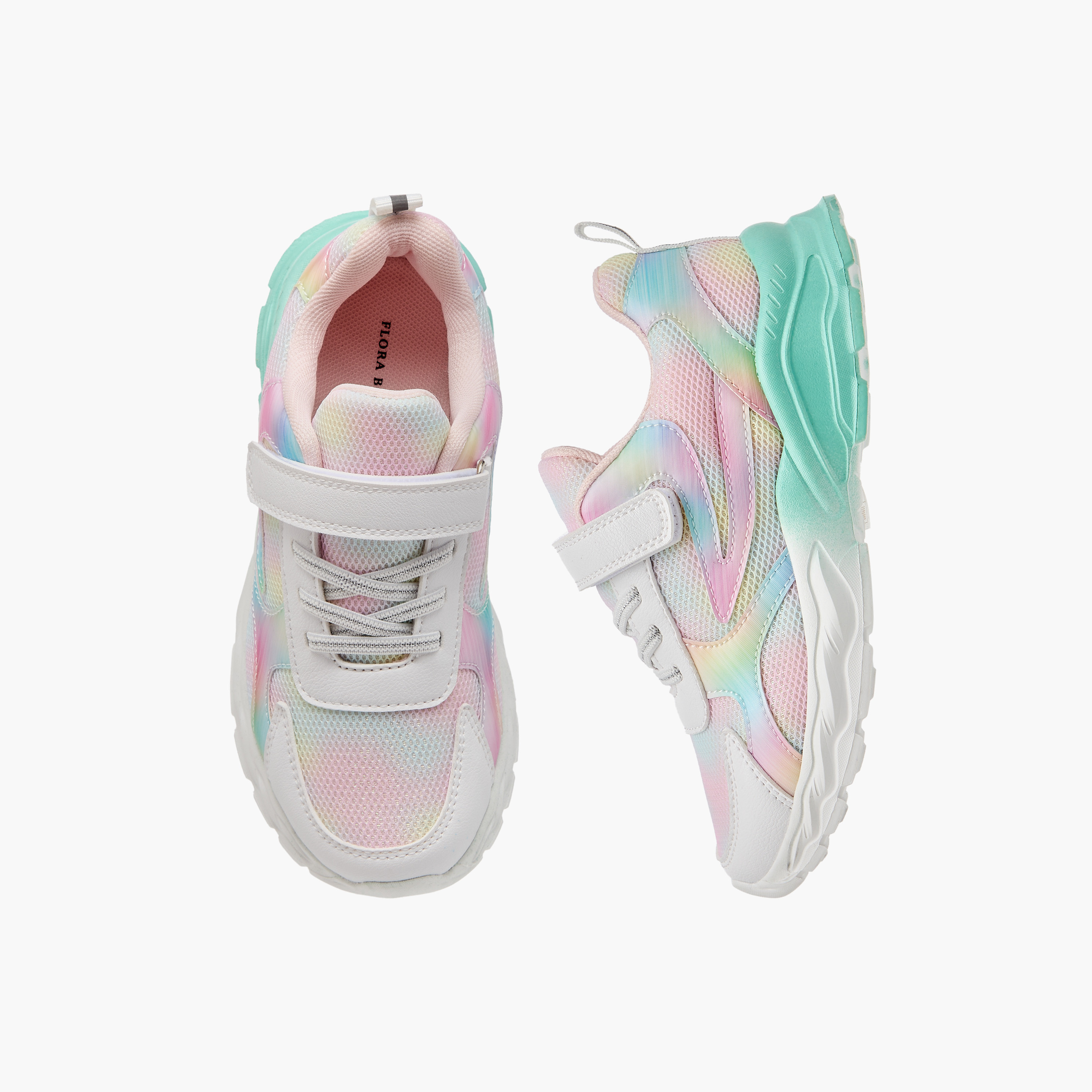 حذاء سنيكرز بقوالب ملونة وشريط إغلاق لاصق من فلورا بيلا-girls-shoes-sneakers-image-1