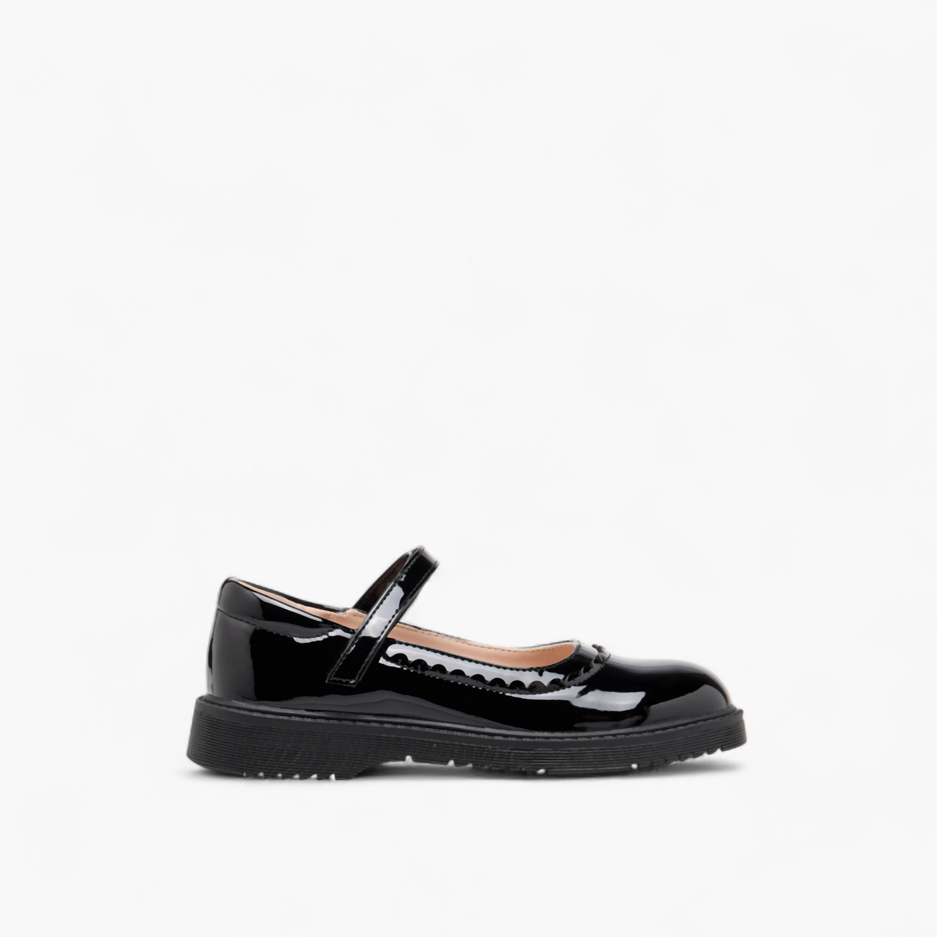 Flora Bella Scalloped Detail Mary Jane School Shoes with Hook and Loop Closure-girls-shoes-maryjanes-image-3