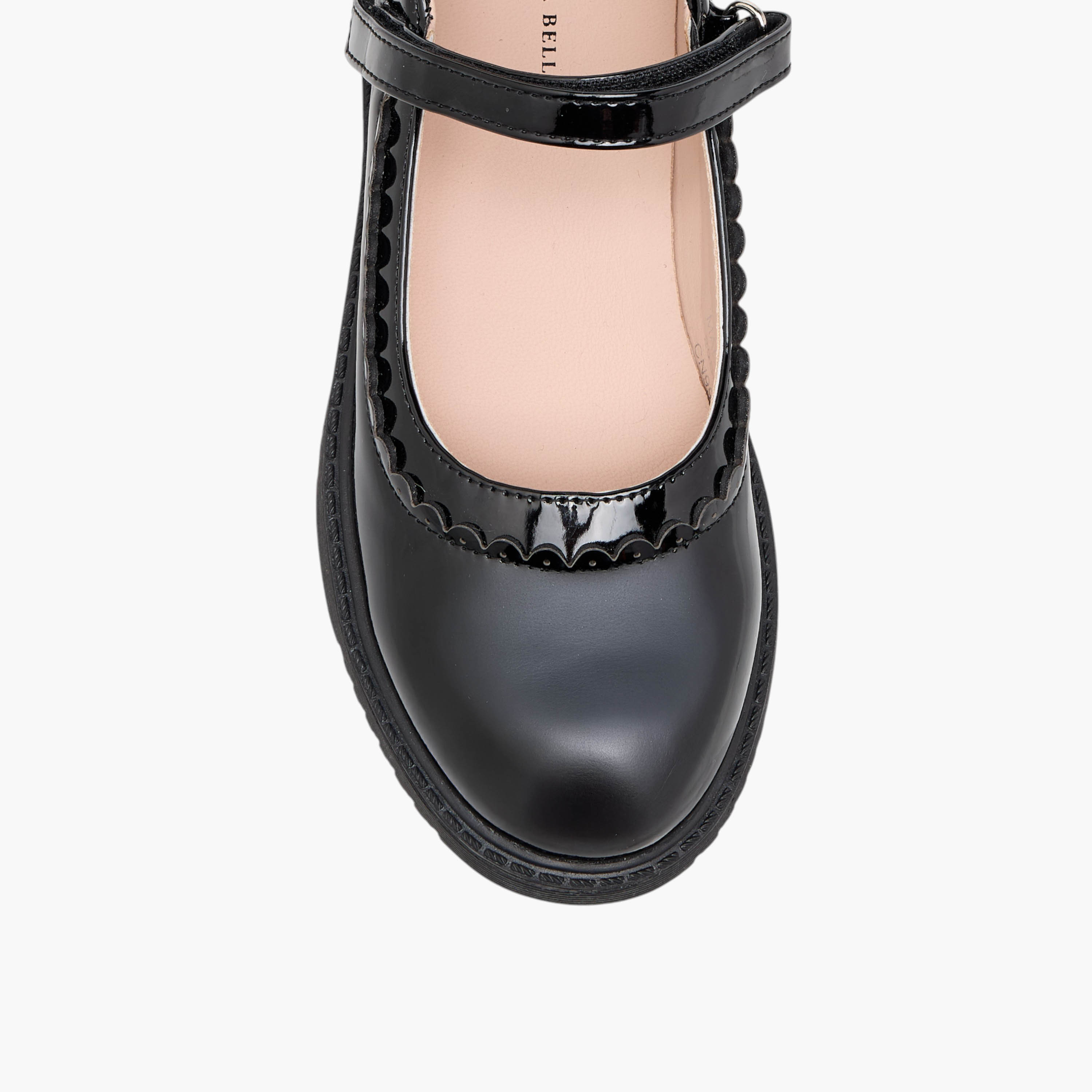 Flora Bella Scalloped Detail Mary Jane School Shoes with Hook and Loop Closure-girls-shoes-maryjanes-image-4