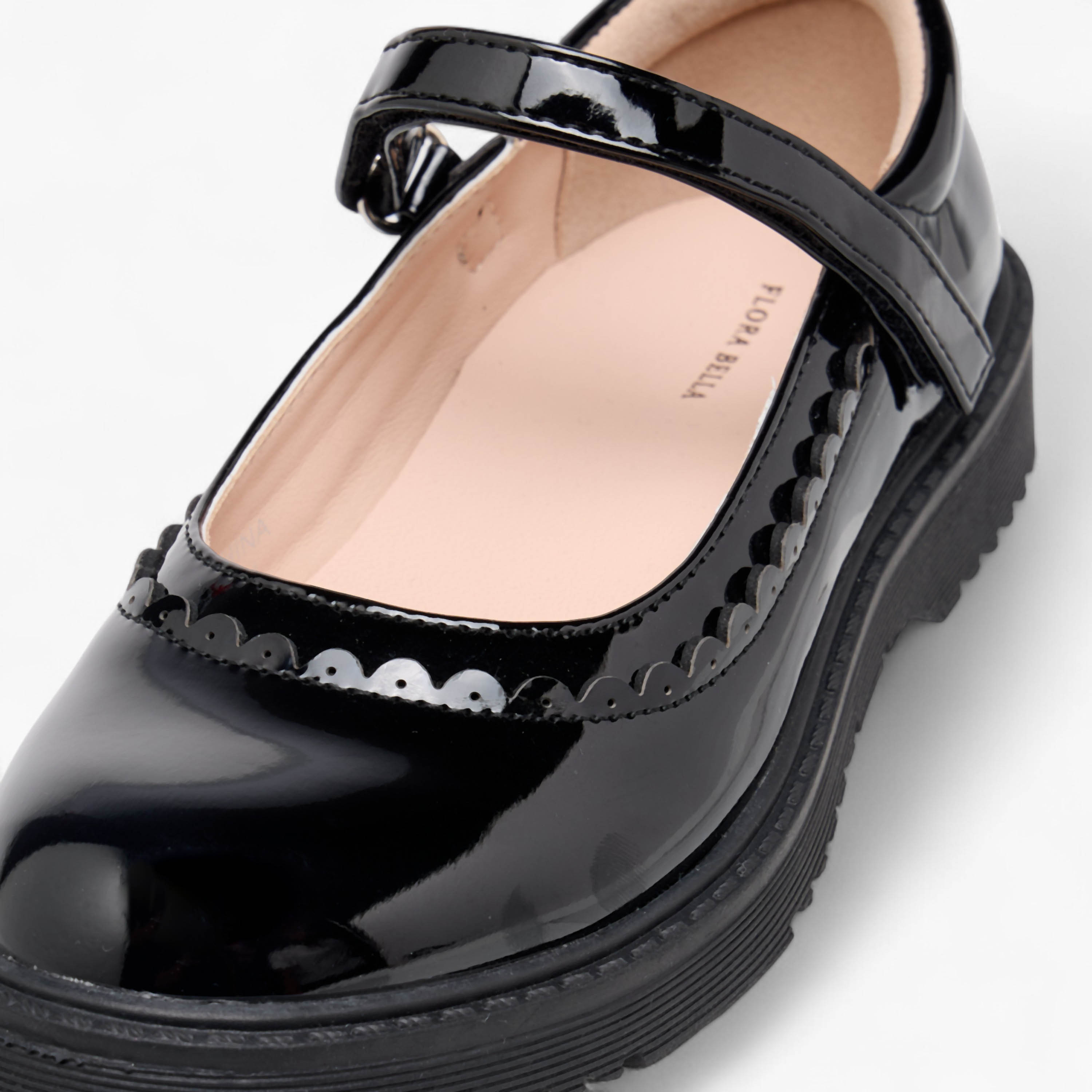 Flora Bella Scalloped Detail Mary Jane School Shoes with Hook and Loop Closure-girls-shoes-maryjanes-image-6