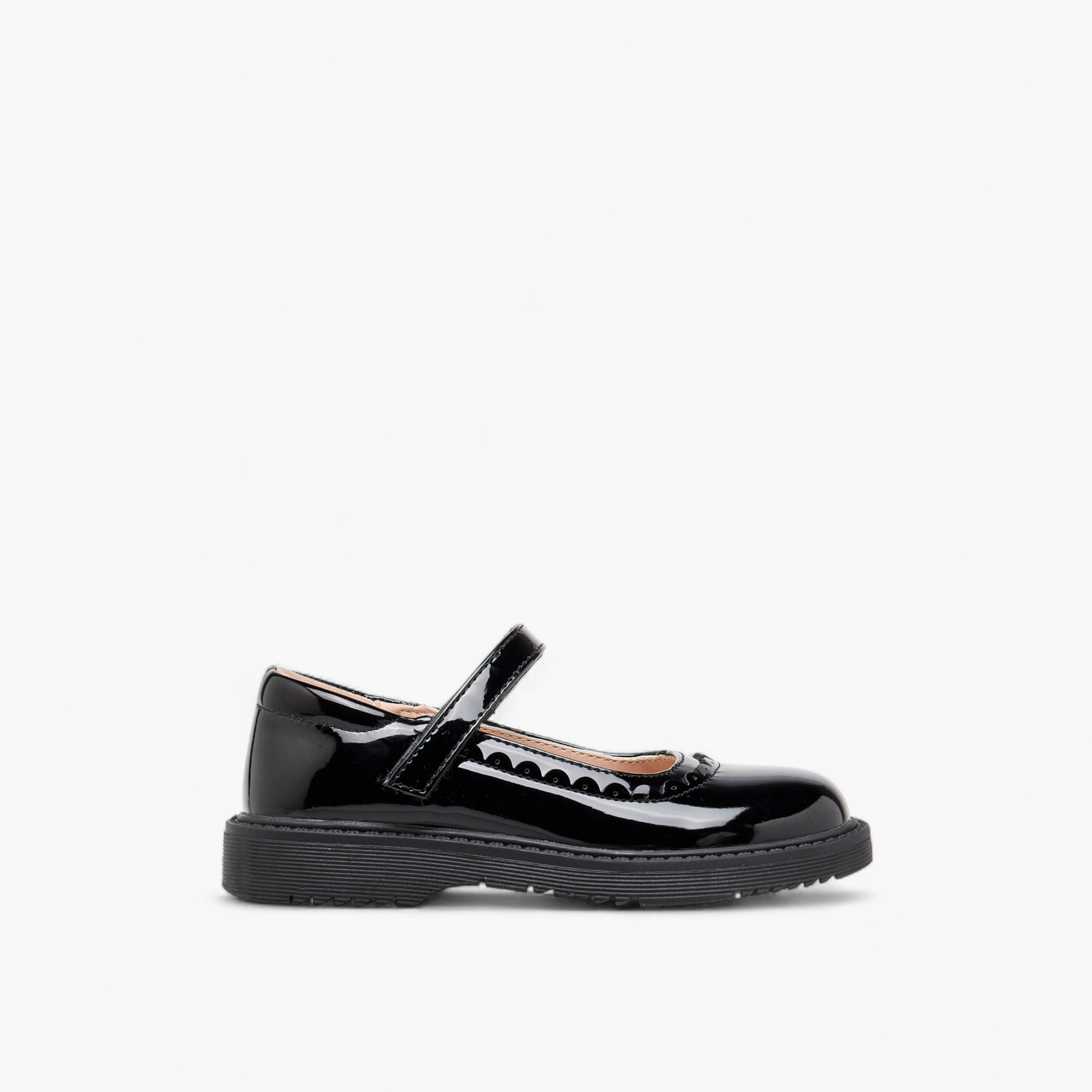 حذاء ماري جين مدرسي بشريط إغلاق لاصق وتفاصيل كشكش من فلورا بيلا-girls-shoes-schoolshoes-image-3