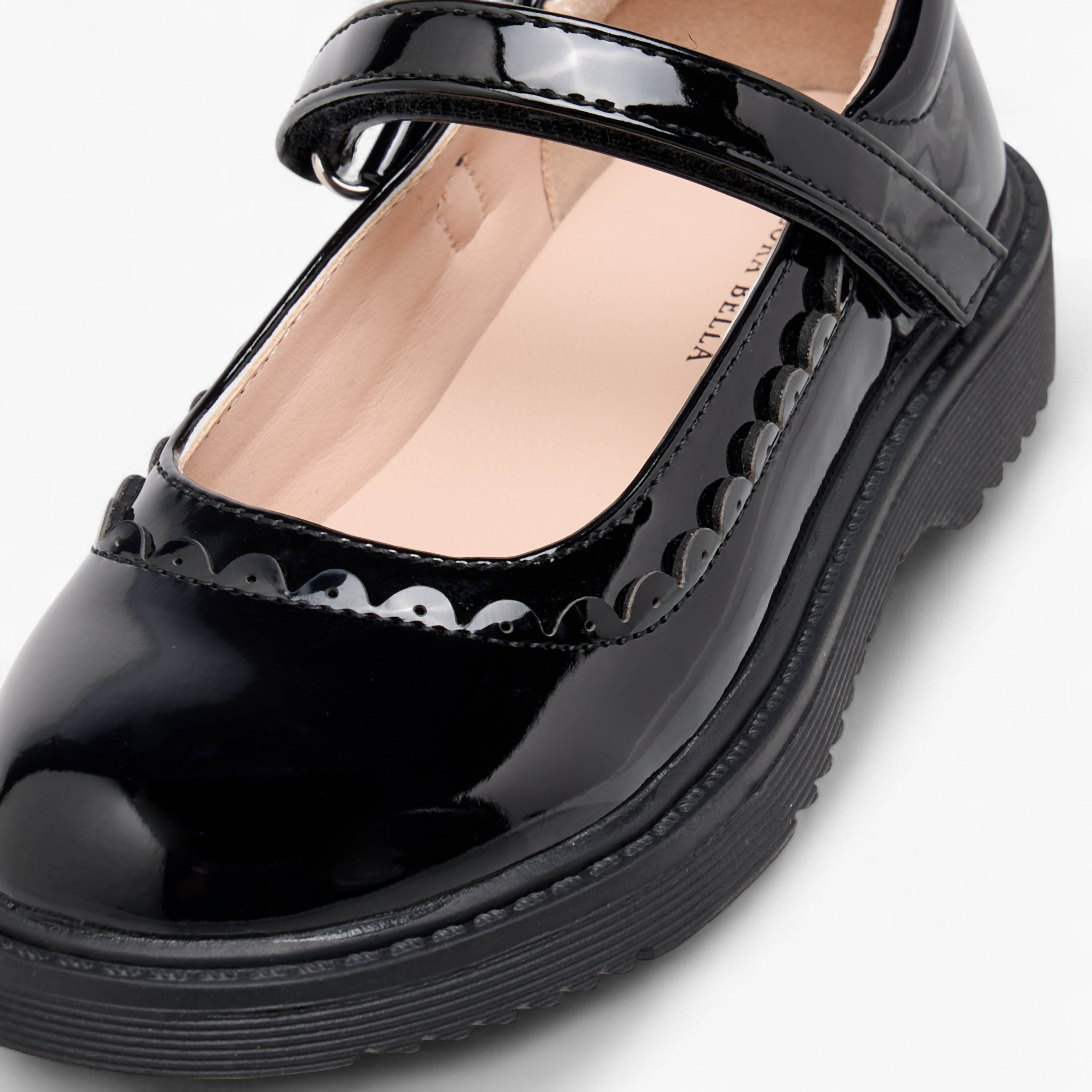 حذاء ماري جين مدرسي بشريط إغلاق لاصق وتفاصيل كشكش من فلورا بيلا-girls-shoes-schoolshoes-image-6