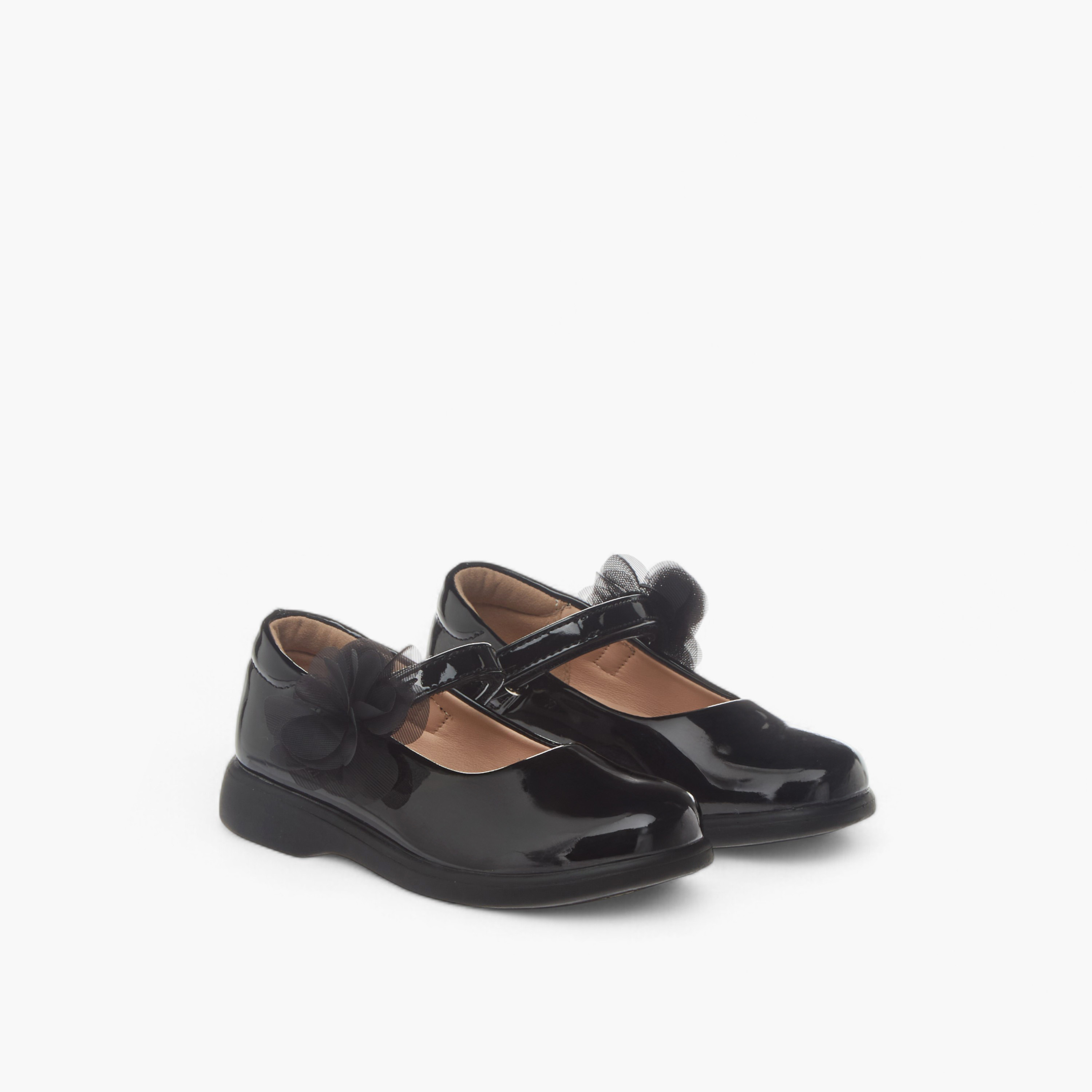 حذاء مدرسي بشريط إغلاق لاصق وزخارف أزهار من فلورا بيلا-girls-shoes-schoolshoes-image-1
