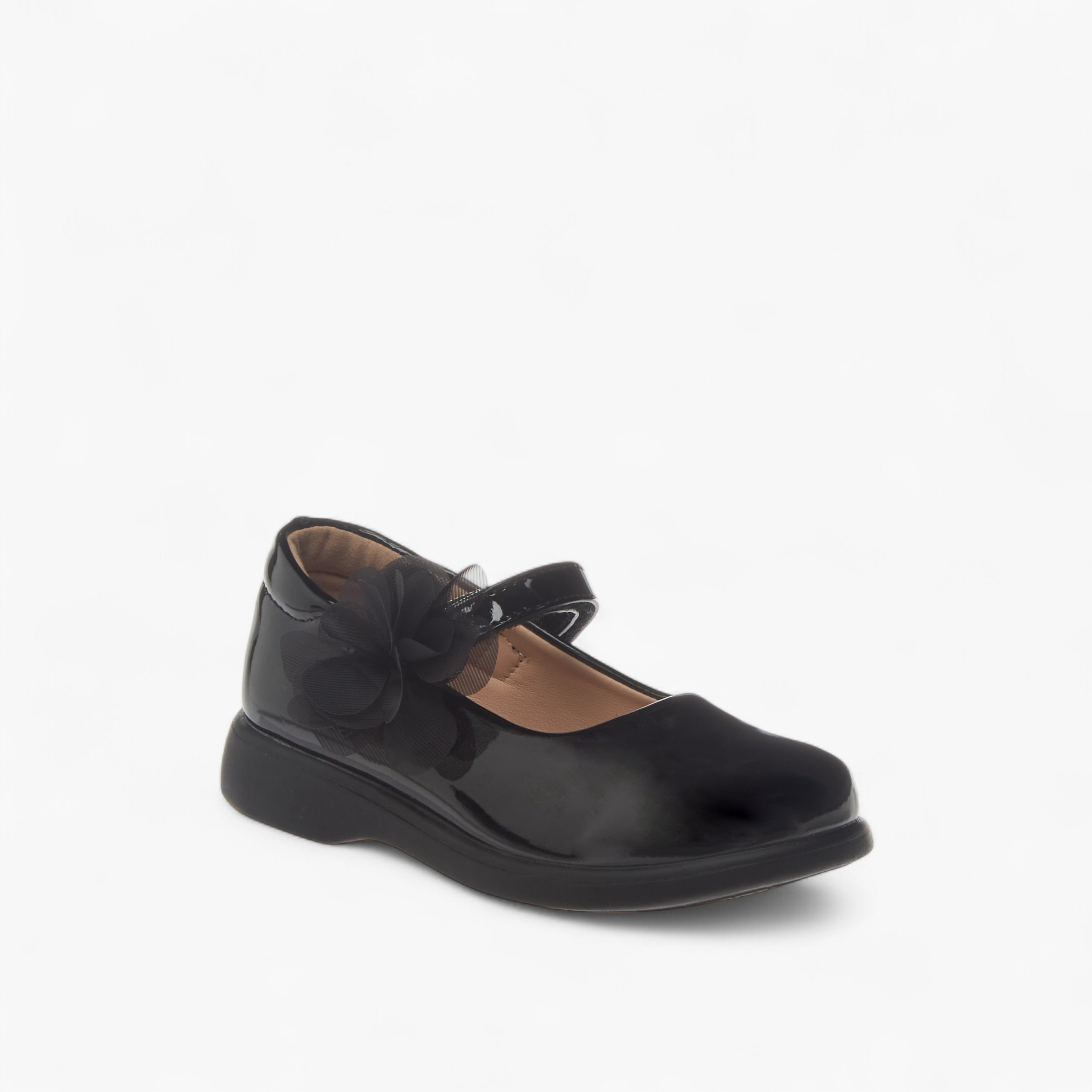 Flora Bella Flower Applique School Shoes with Hook and Loop Closure-girls-shoes-schoolshoes-image-2