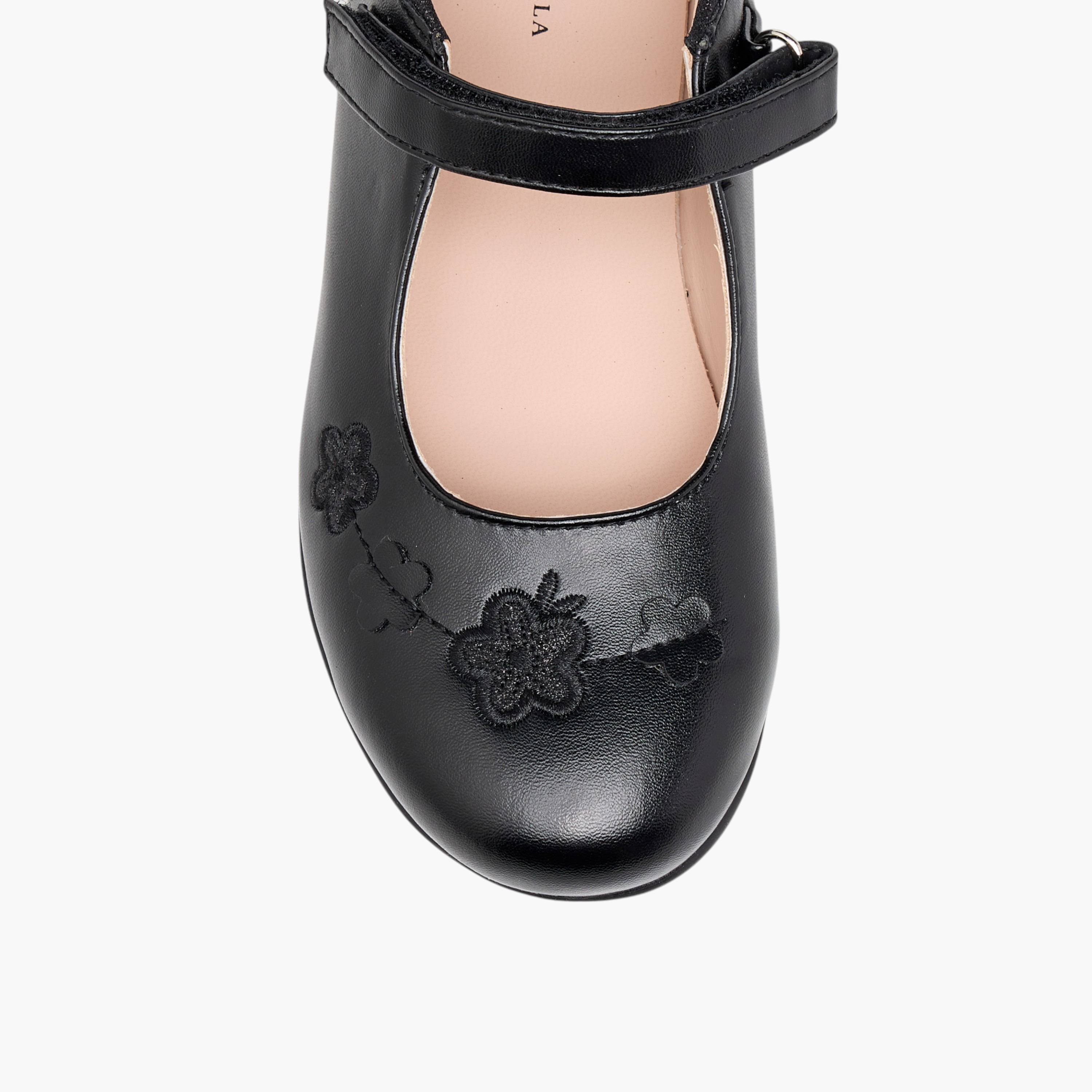 Flora Bella Floral Embroidered Mary Jane School Shoes with Hook and Loop Closure-girls-shoes-schoolshoes-image-4