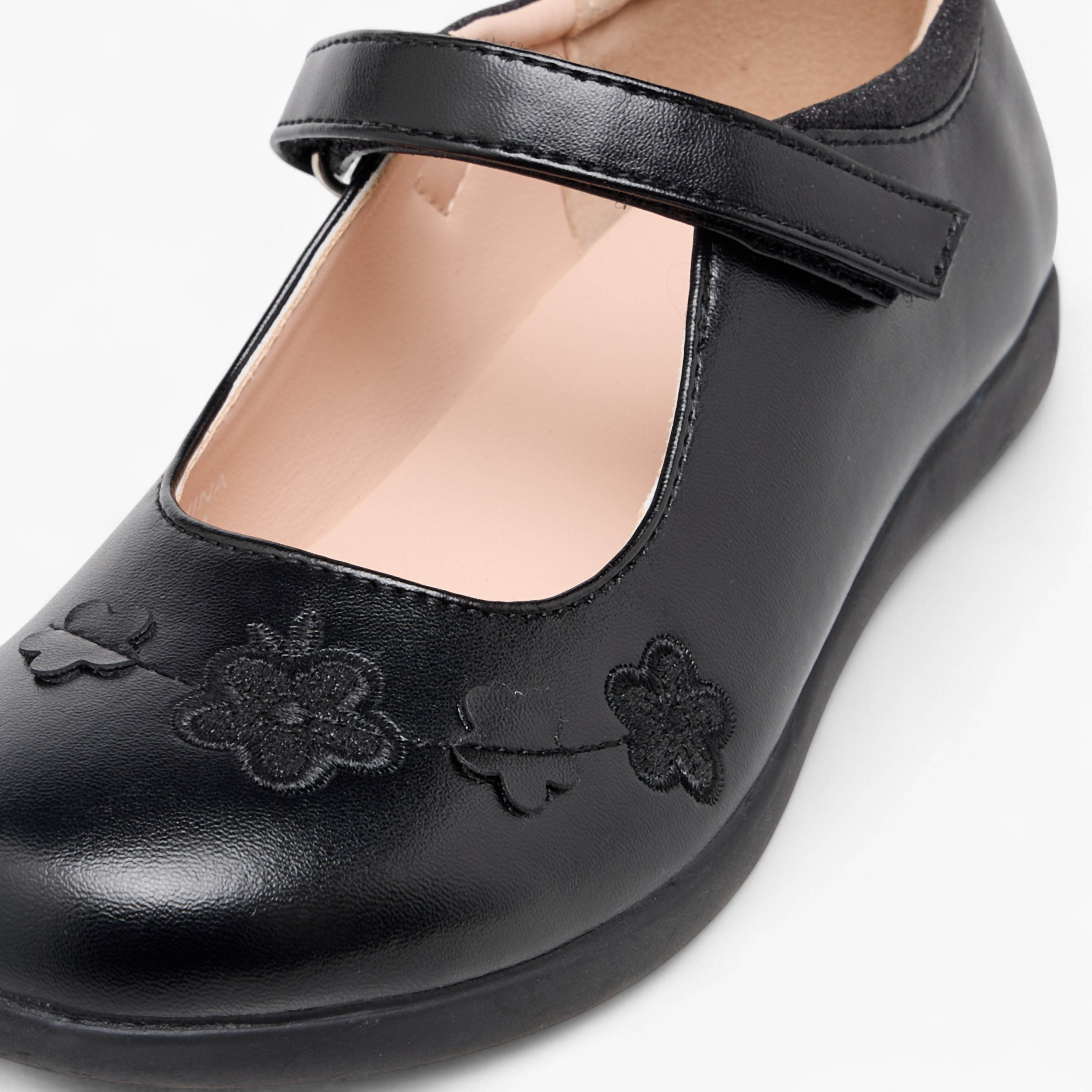 Flora Bella Floral Embroidered Mary Jane School Shoes with Hook and Loop Closure-girls-shoes-schoolshoes-image-6